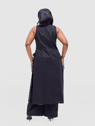 Safari Tiwa Reversible Tie Kimono - Black +Tayo Print