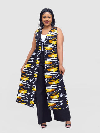 Safari Tiwa Reversible Tie Kimono - Black +Tayo Print