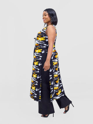 Safari Tiwa Reversible Tie Kimono - Black +Tayo Print