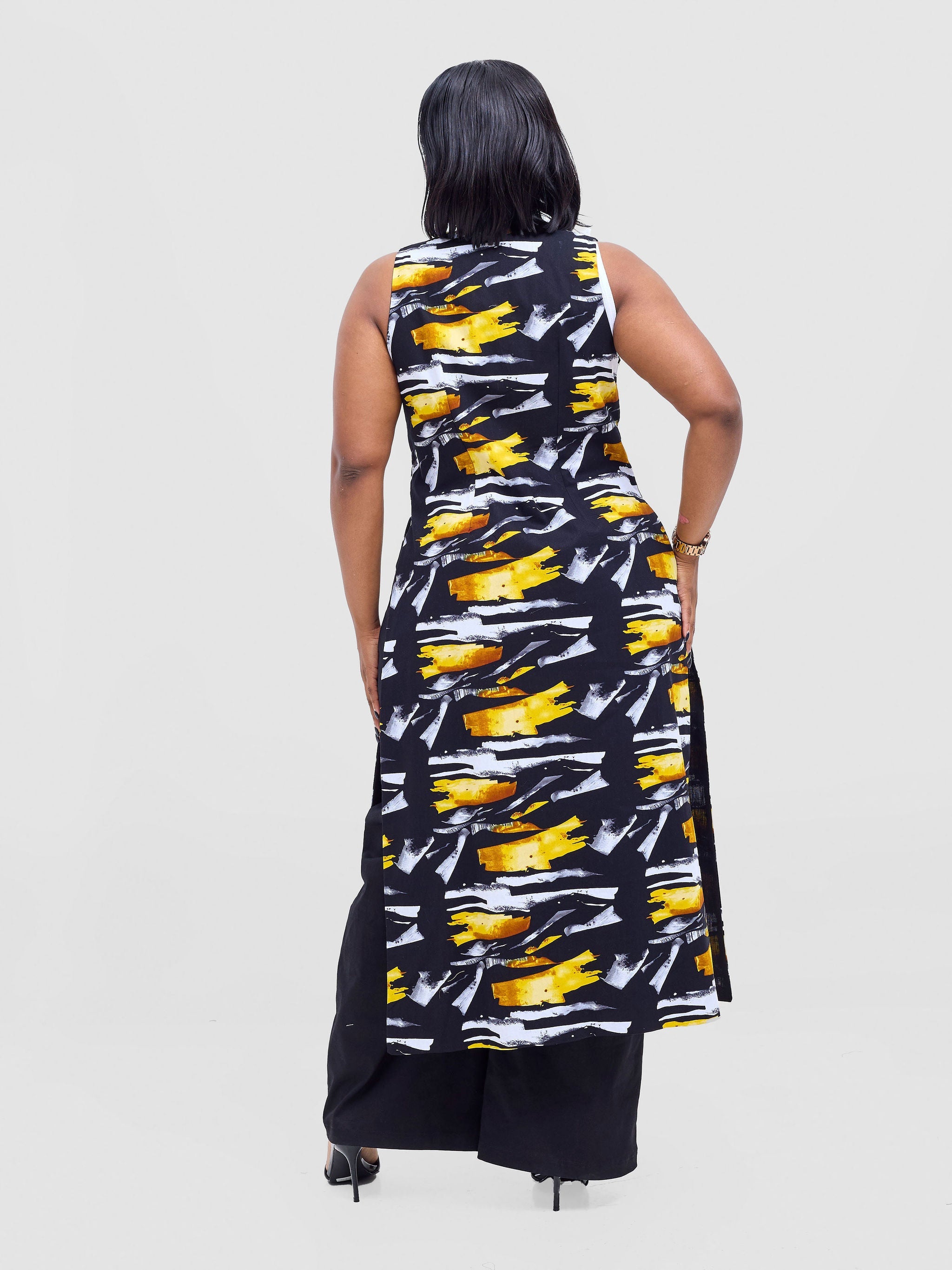 Safari Tiwa Reversible Tie Kimono - Black +Tayo Print