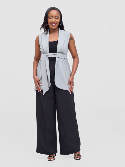 Vivo Basic Sleeveless Double Layered Coat - Grey