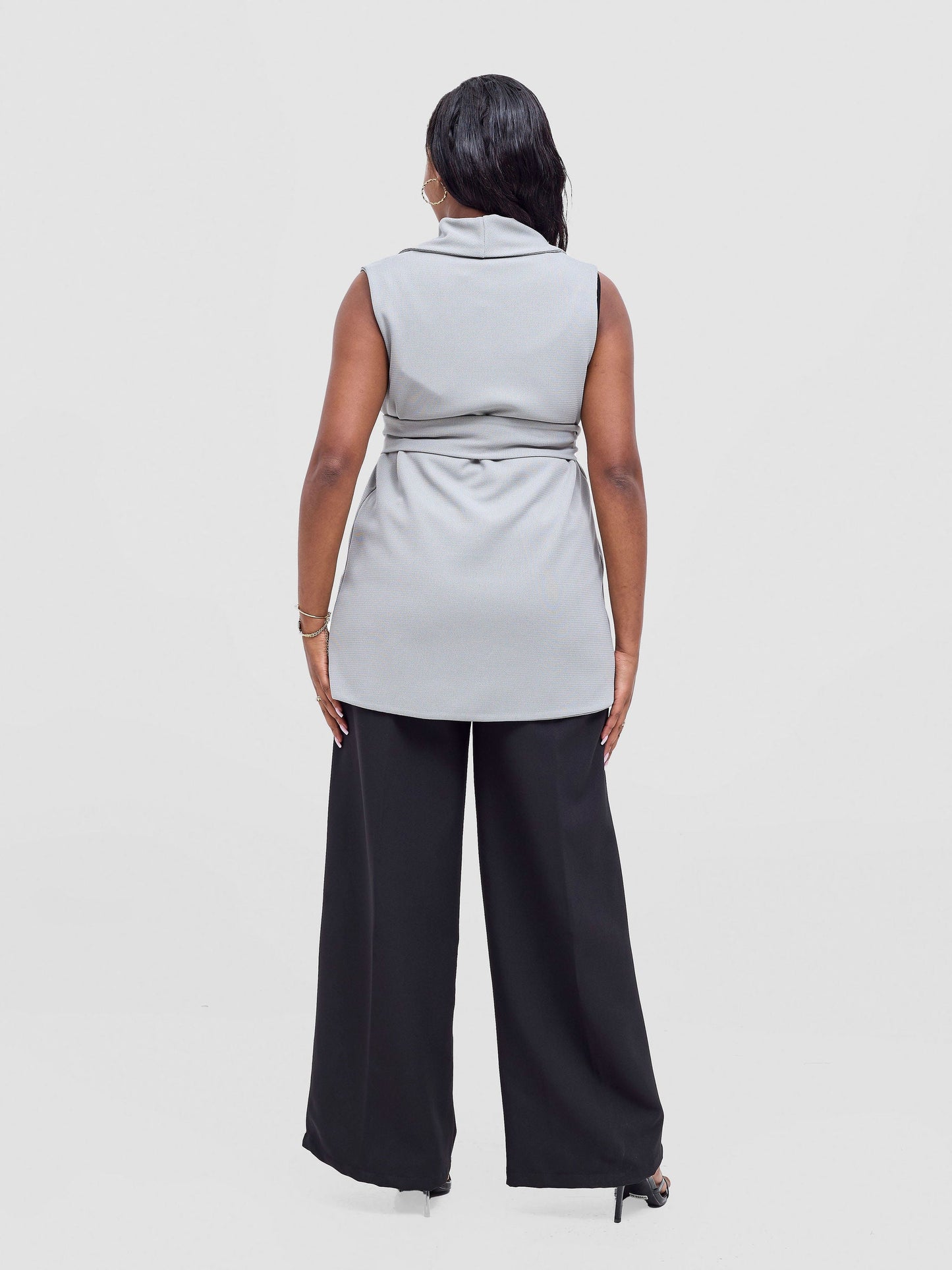 Vivo Basic Sleeveless Double Layered Coat - Grey