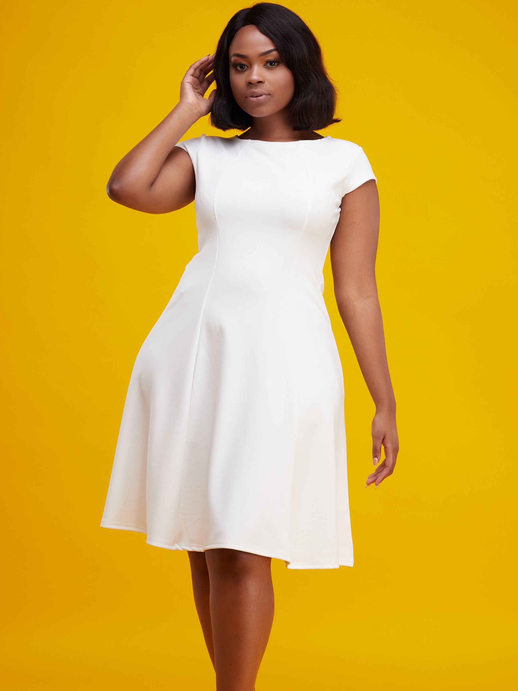 Vivo Basic Escape A-Line Dress - White