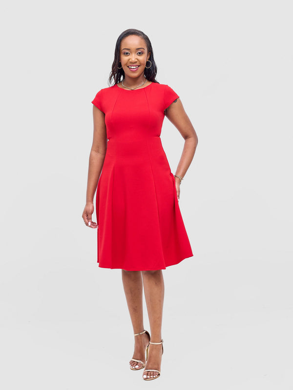 Vivo Basic Escape A-Line Dress - Red