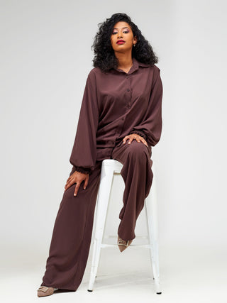 Vivo Wastani  Drawstring Pants - Chocolate