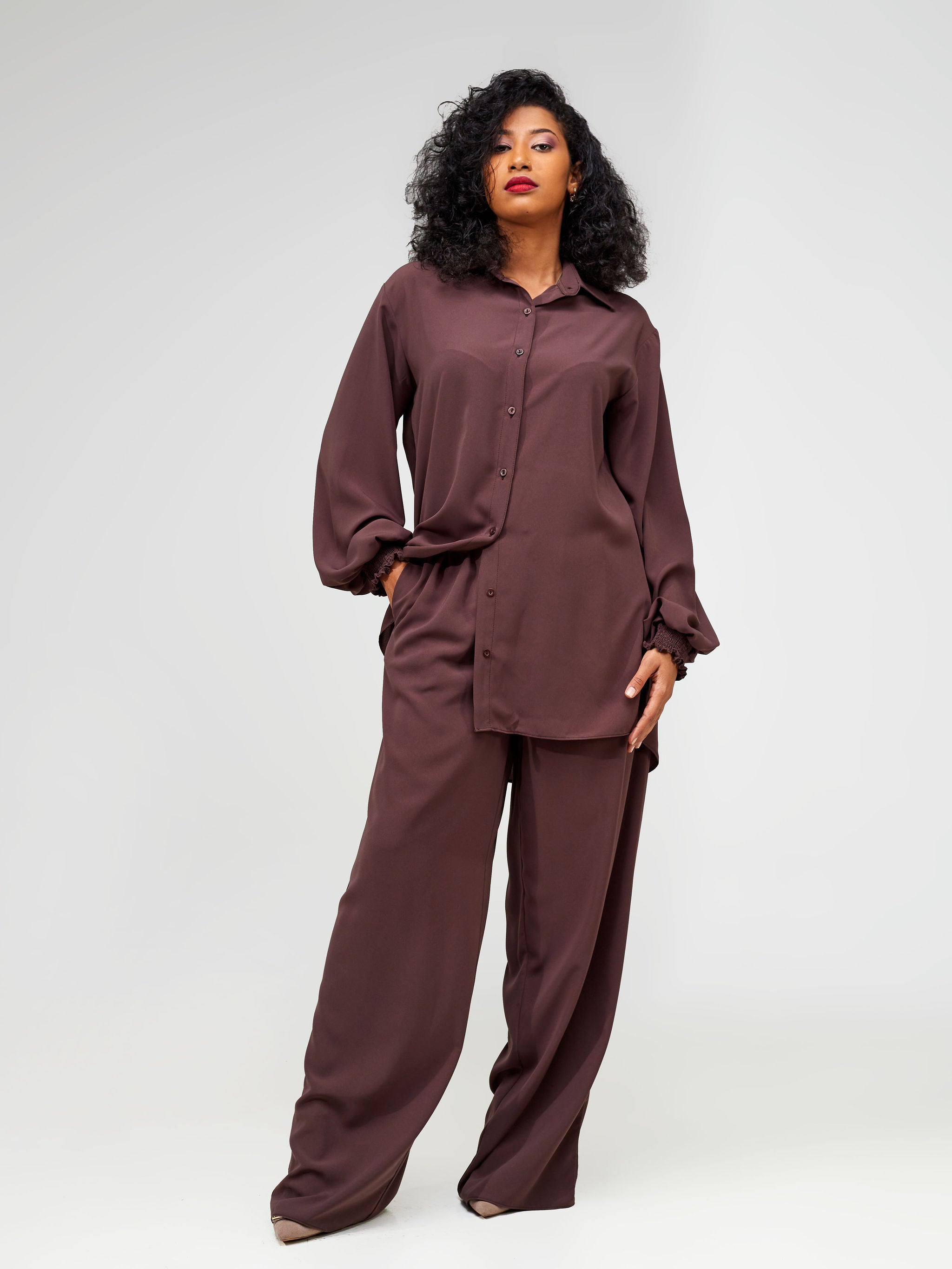 Vivo Wastani  Drawstring Pants - Chocolate