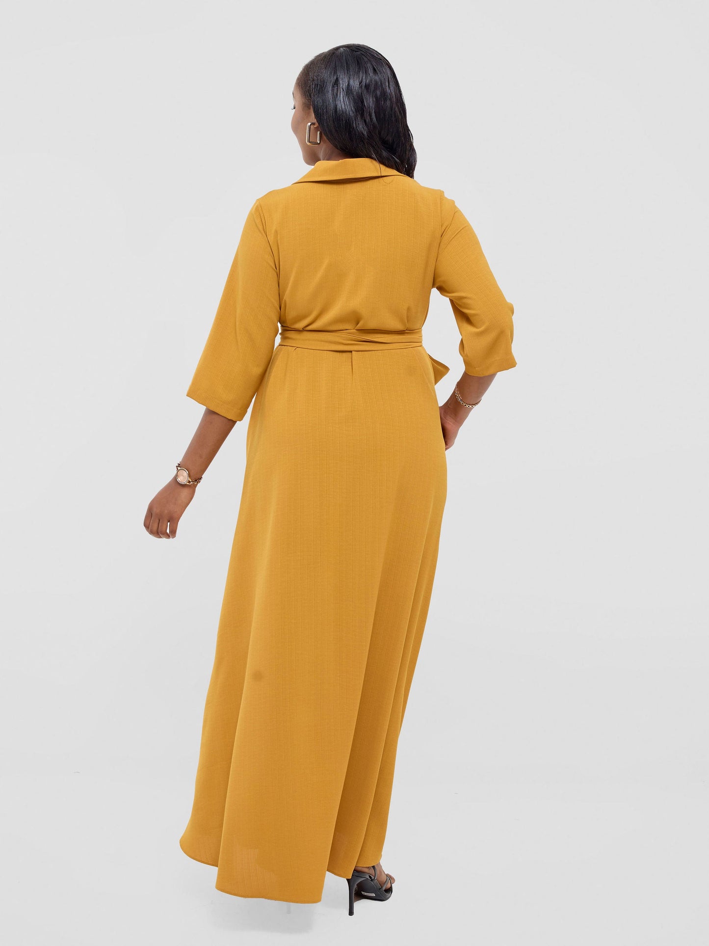 Vivo Yumi Maxi Shirt Dress - Dark Mustard (cotton)
