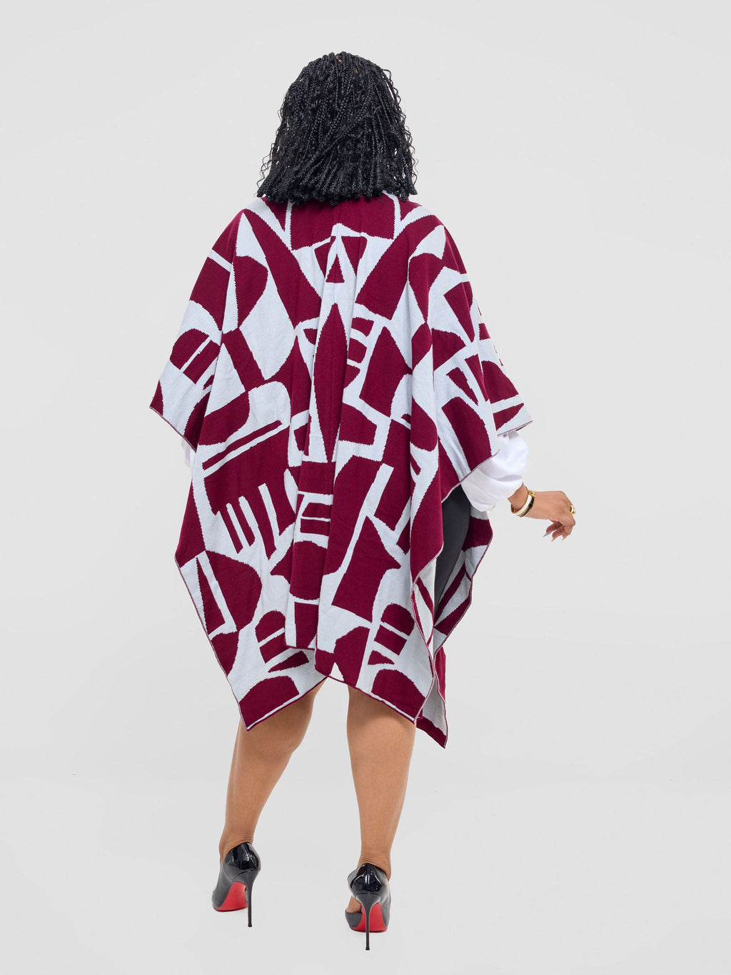 Vivo Reversible Poncho without Fringes - Raspberry / Light Grey Samba Print