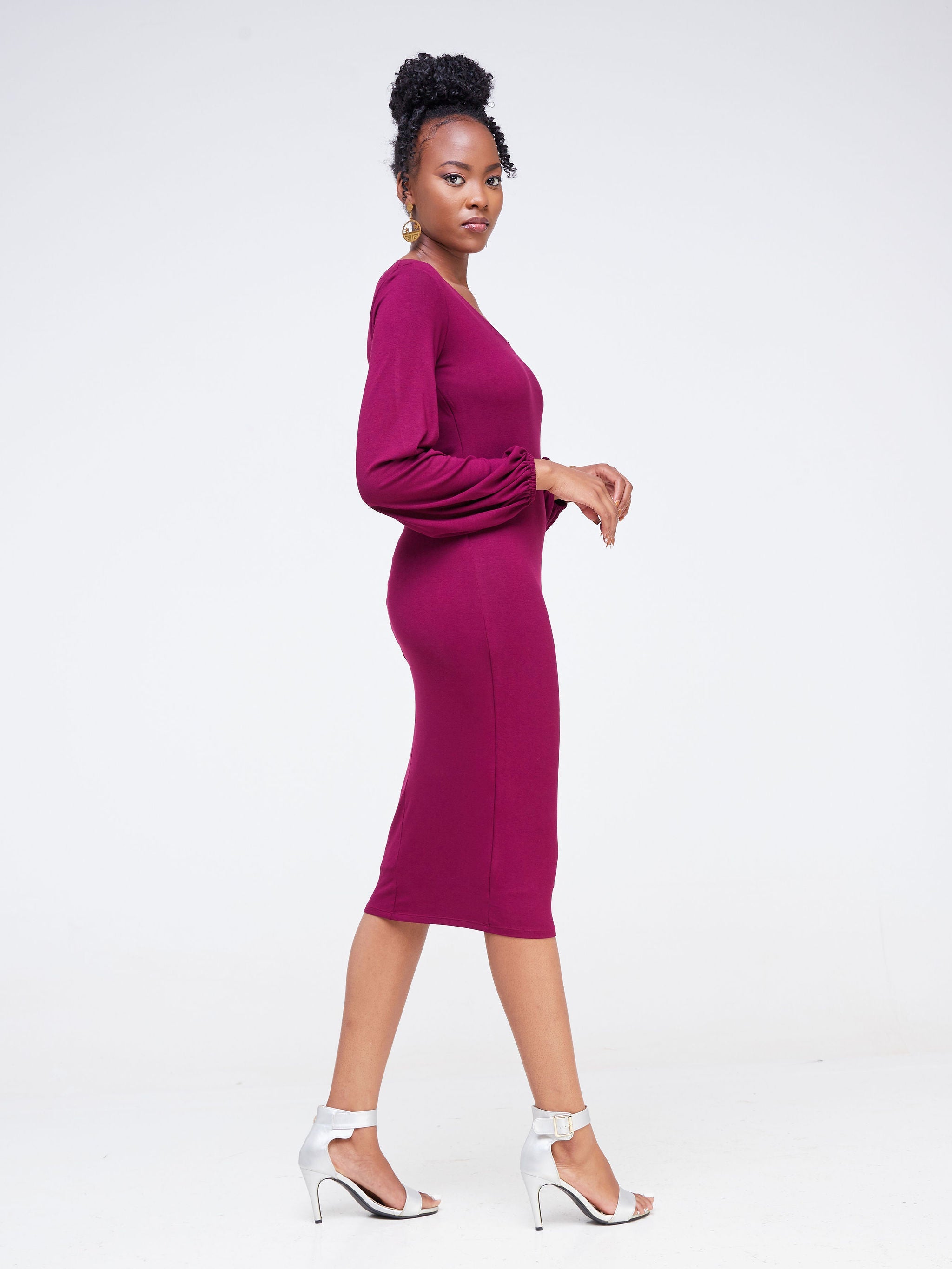 Vivo Nova Double Layered Bodycon Dress - Burgundy