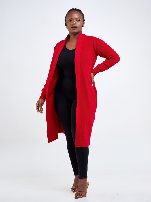 Vivo Long Sleeve Midi Waterfall - Dark Red