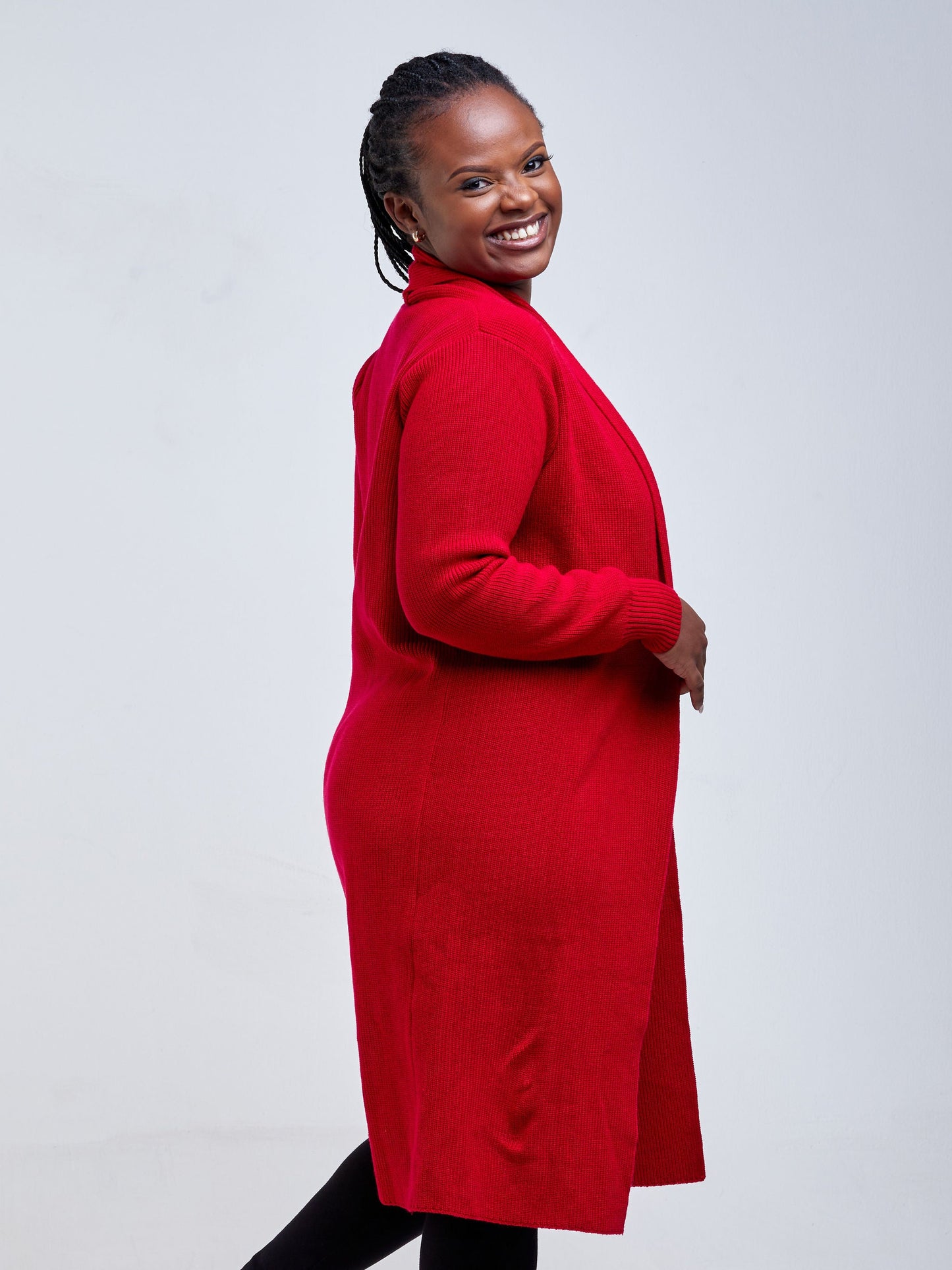 Vivo Long Sleeve Midi Waterfall - Dark Red