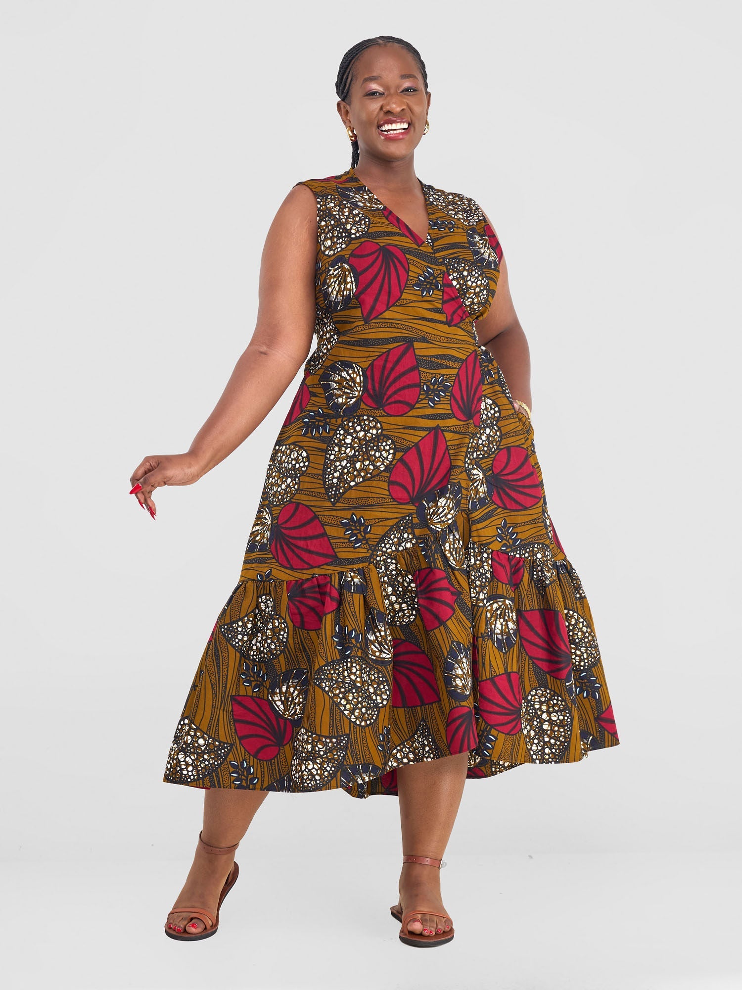 Safari Savannah Kitenge Midi Wrap Dress - Sipo Print