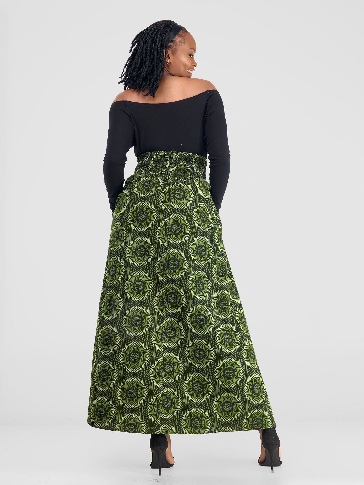 Safari Savannah Front Slit Midi Skirt - Ashai Print