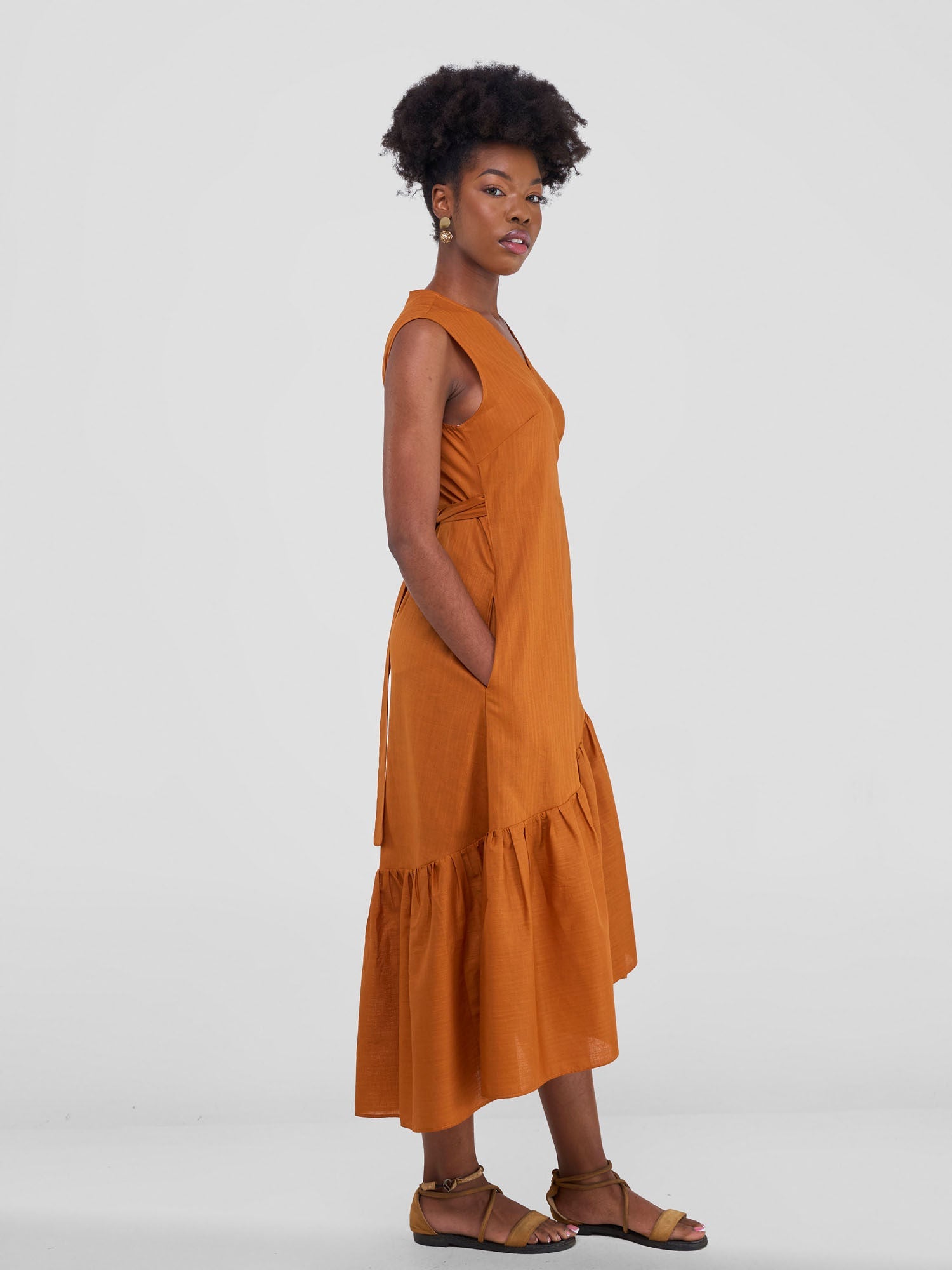 Safari Savannah Midi Wrap Dress - Rust