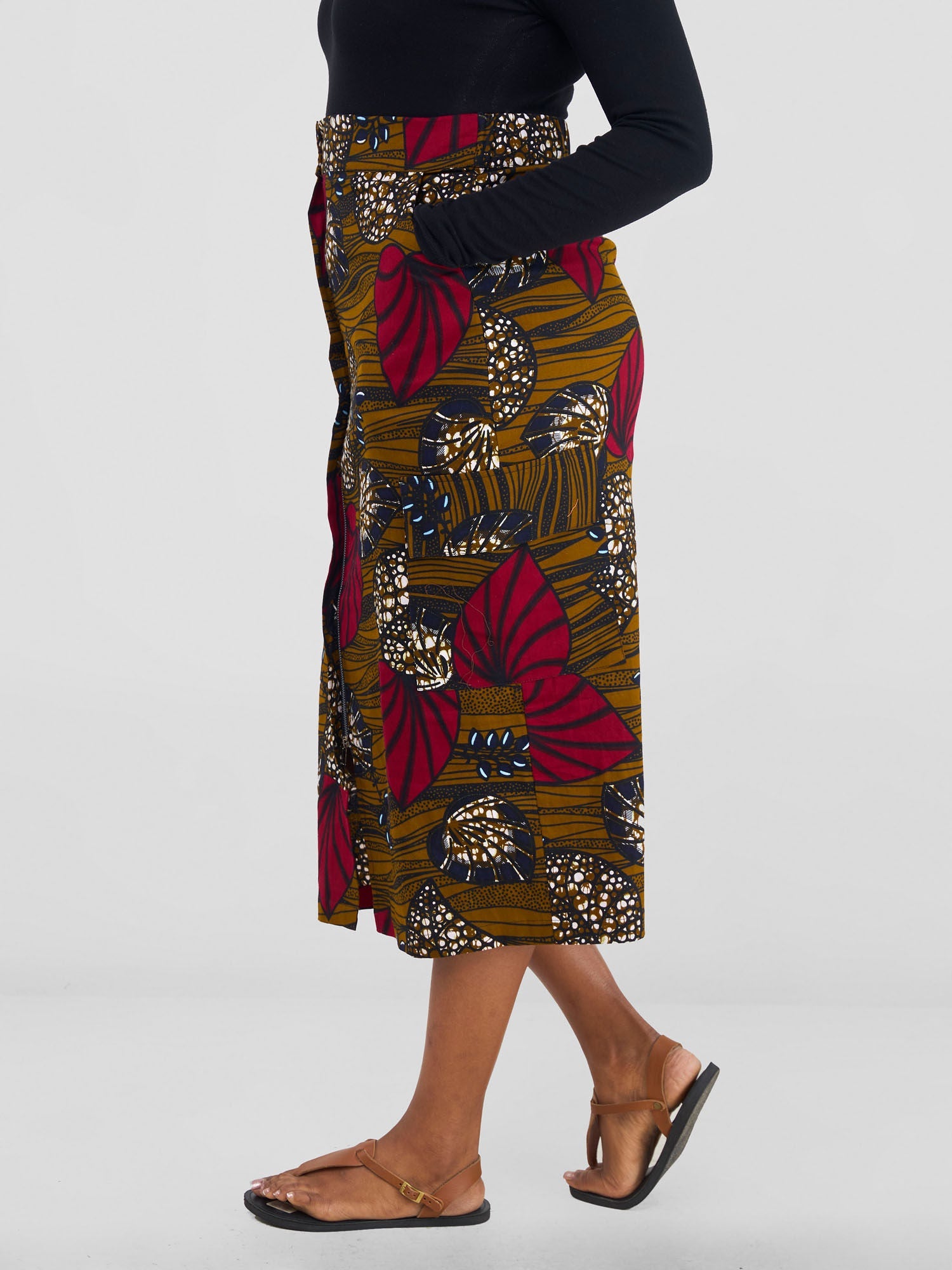 Safari Savannah Front Slit Midi Skirt - Sipo Print