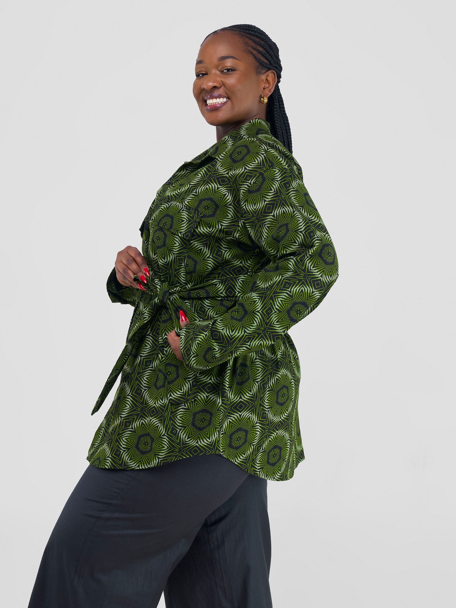 Safari Savannah Kitenge Shacket - Ashai Print