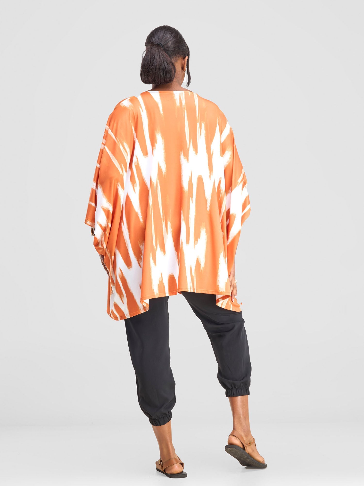 Vivo Nkasi Wide Top - White / Orange Shibori Print