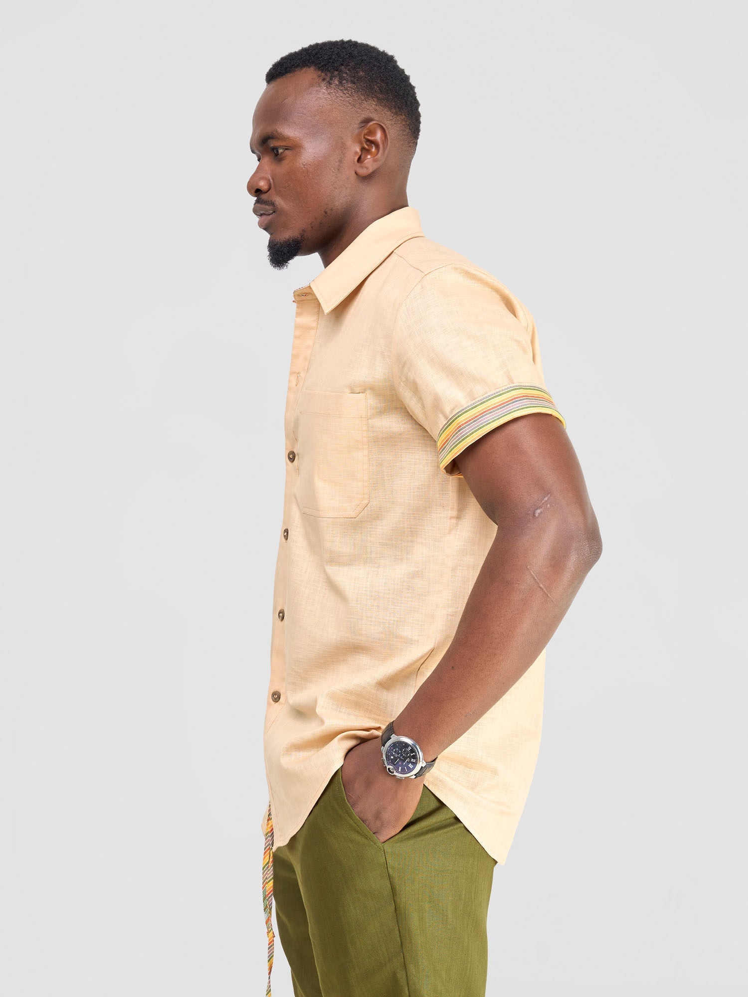 Safari Savannah Men's Short Sleeve Shirt - Beige