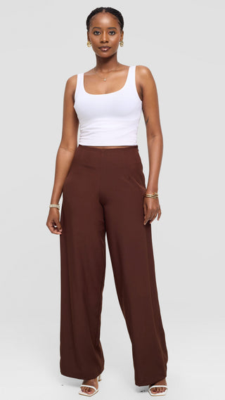 Vivo Kani Wide Leg Pants - Chocolate Brown