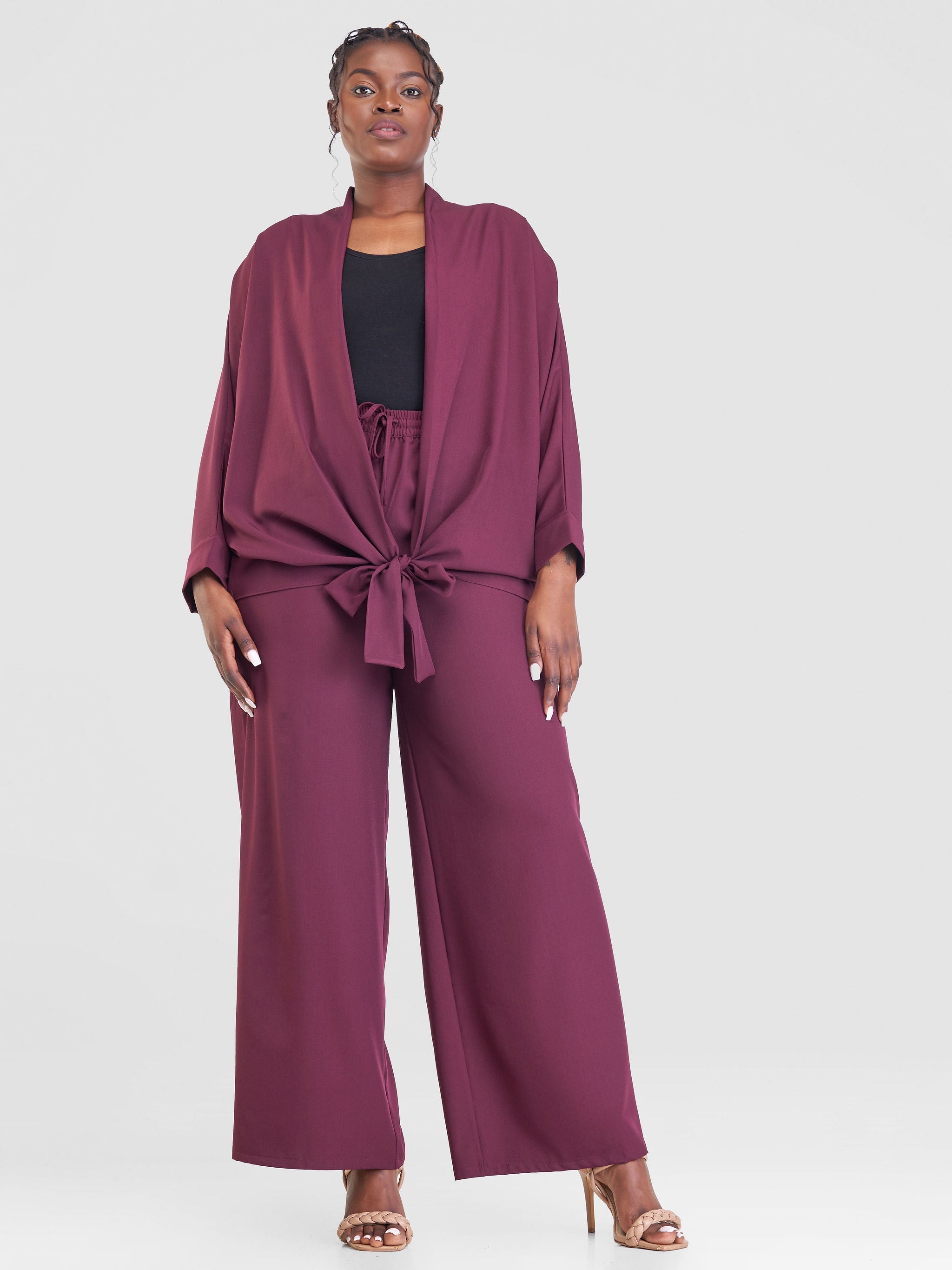 Vivo Zahari  Dolman Tie Kimono - Maroon