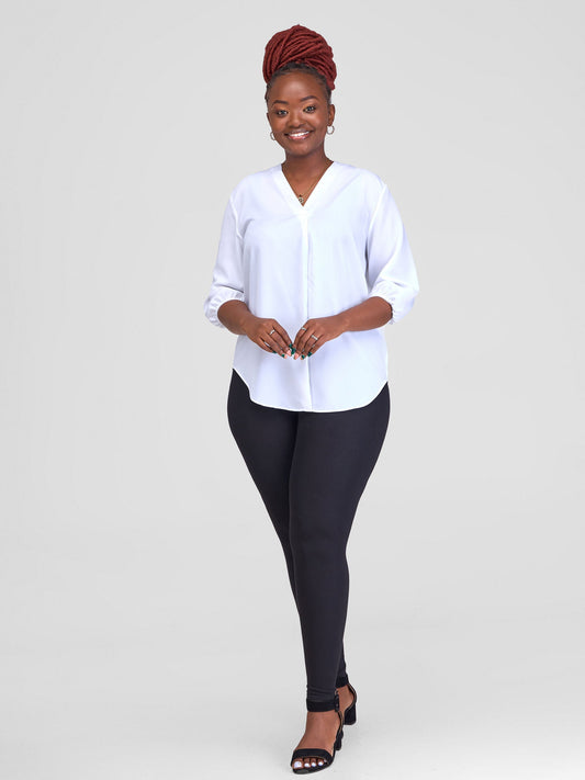 Vivo Dua 3/4 Sleeved V Neck Shirt - White