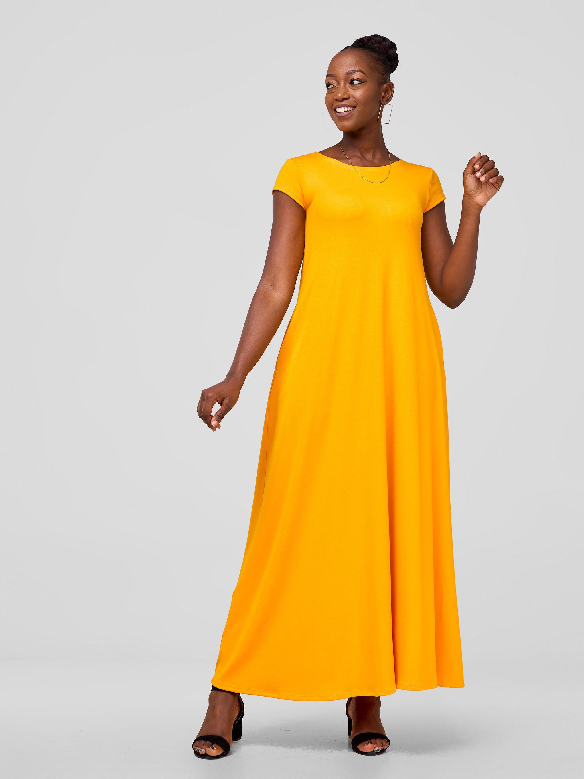 Vivo Leila Cap Sleeve Tent Maxi Dress - Safron