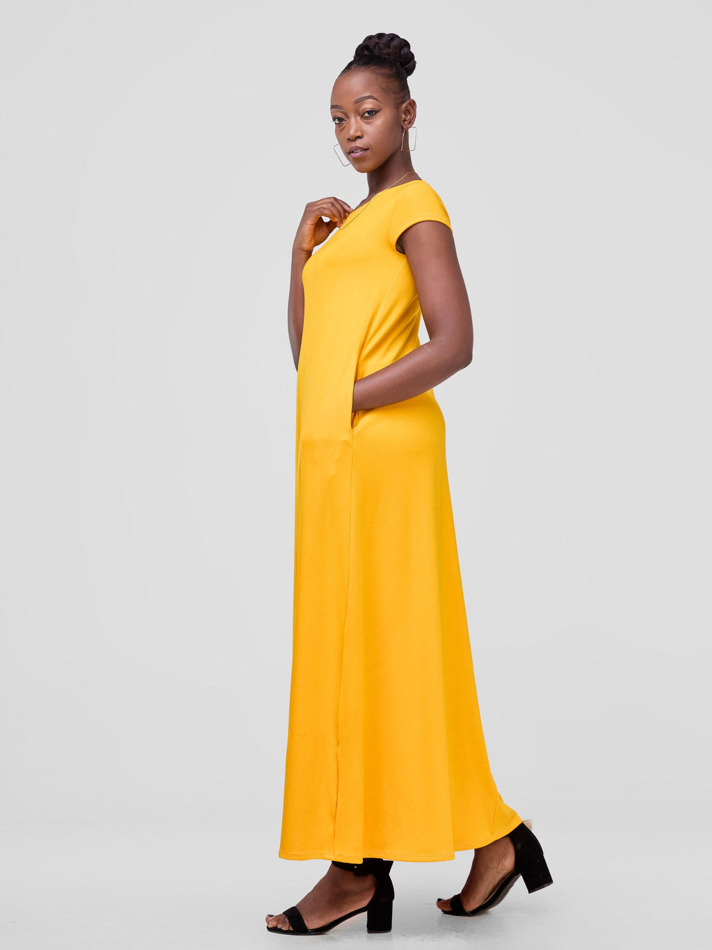 Vivo Leila Cap Sleeve Tent Maxi Dress - Safron