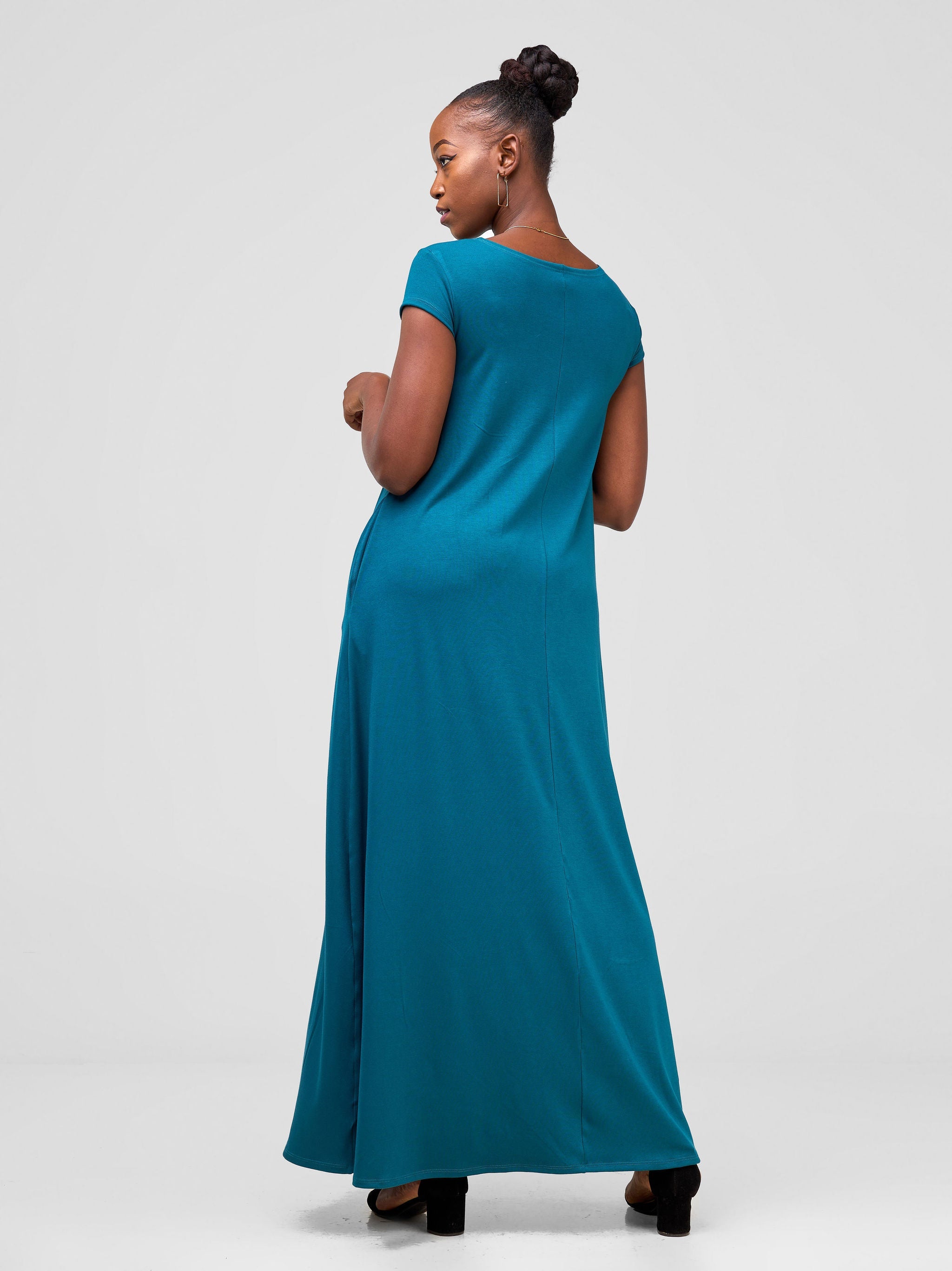 Vivo Leila Cap Sleeve Tent Maxi Dress - Deep Teal