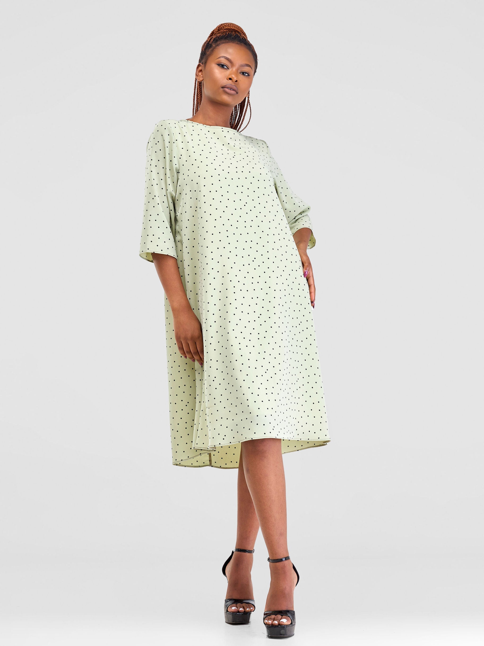 Vivo Ayo Tent Dress - Mint Green / Black Print