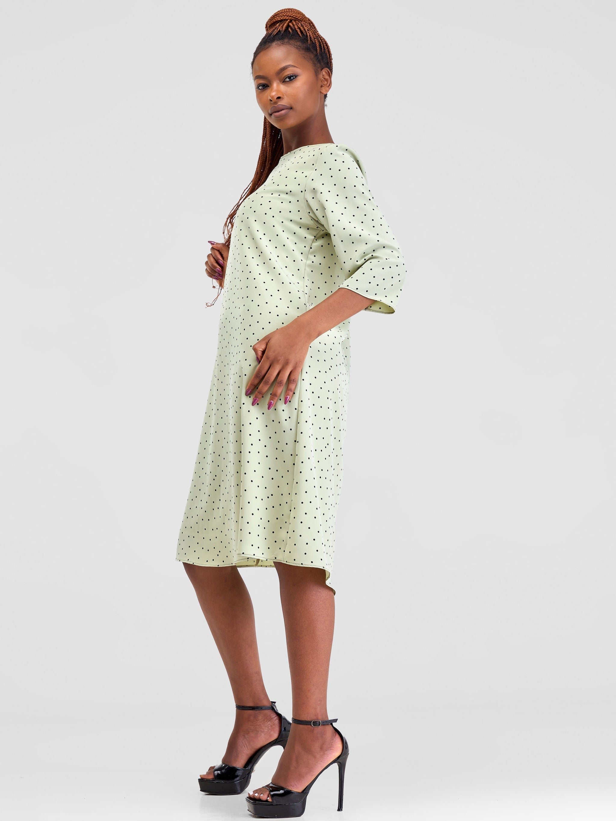 Vivo Ayo Tent Dress - Mint Green / Black Print