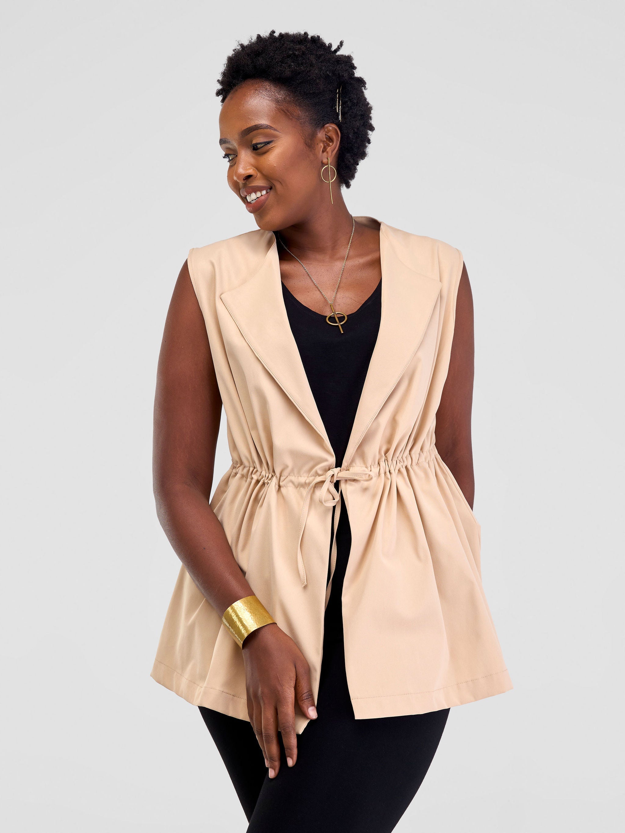 Safari Lira Sleeveless Coat - Taupe