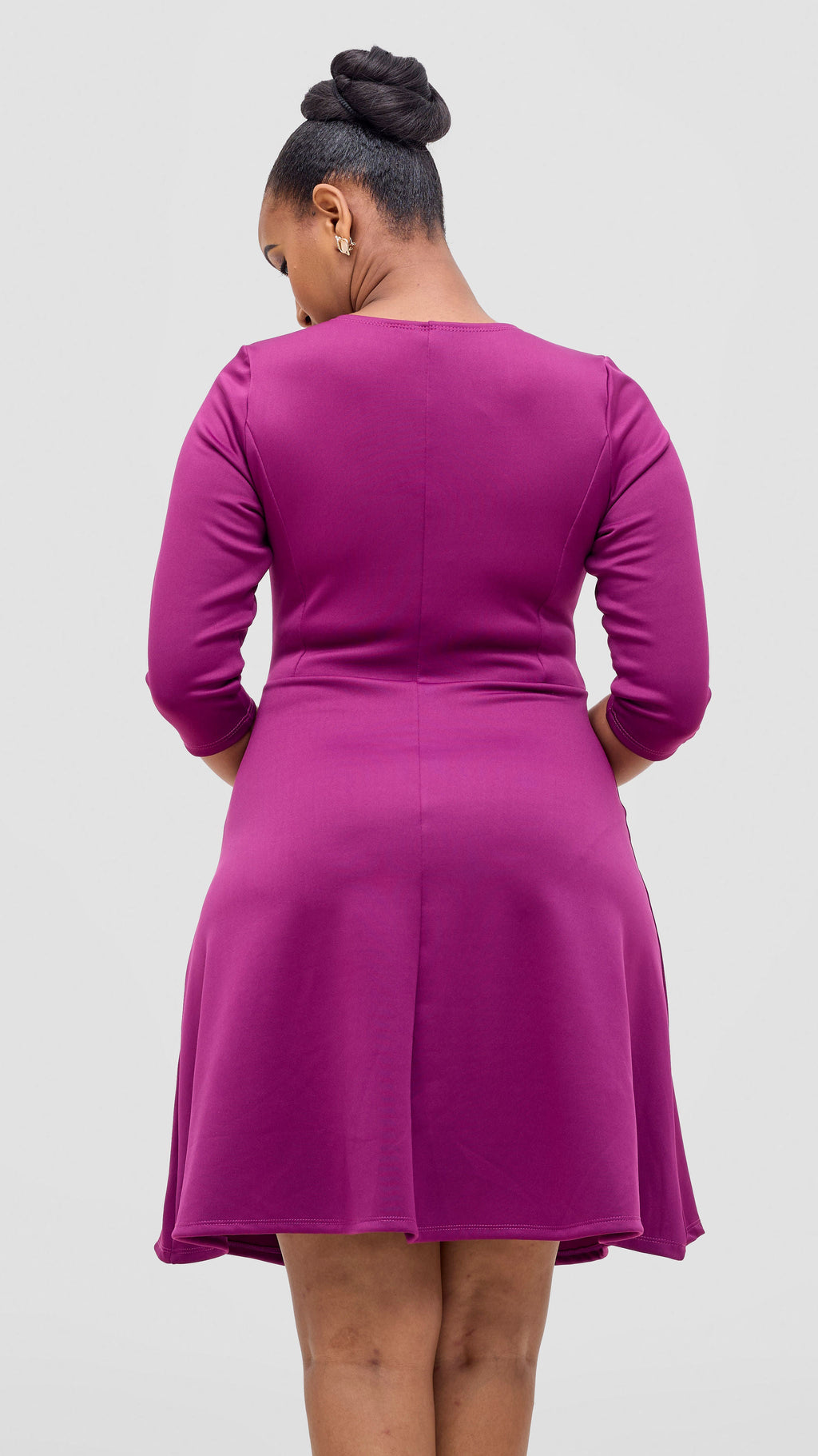 Vivo Diella 3/4 Sleeve A-Line Dress  - Dark Purple