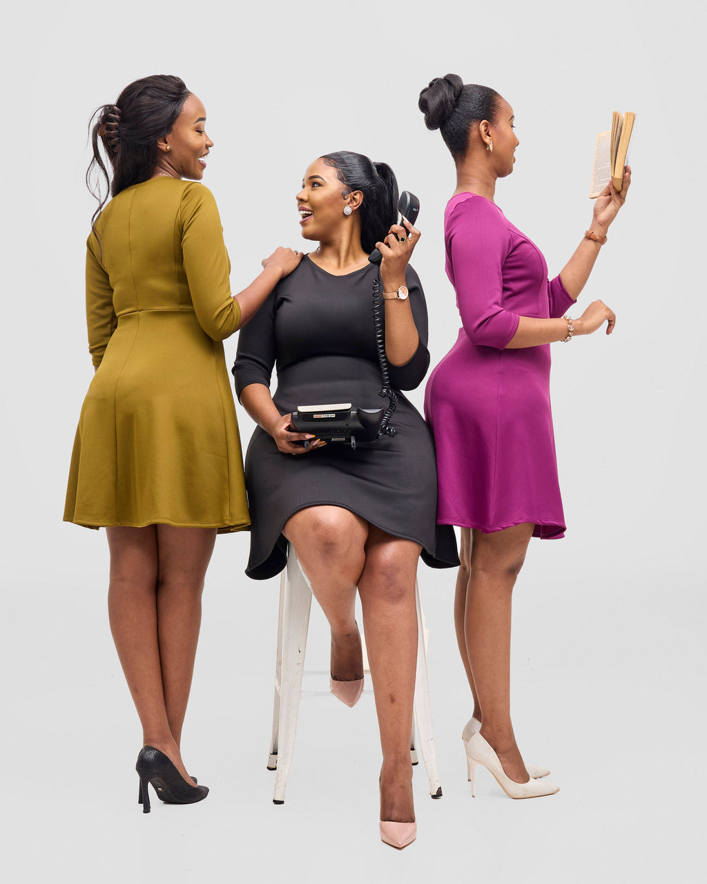 Vivo Diella 3/4 Sleeve A-Line Dress  - Dark Purple