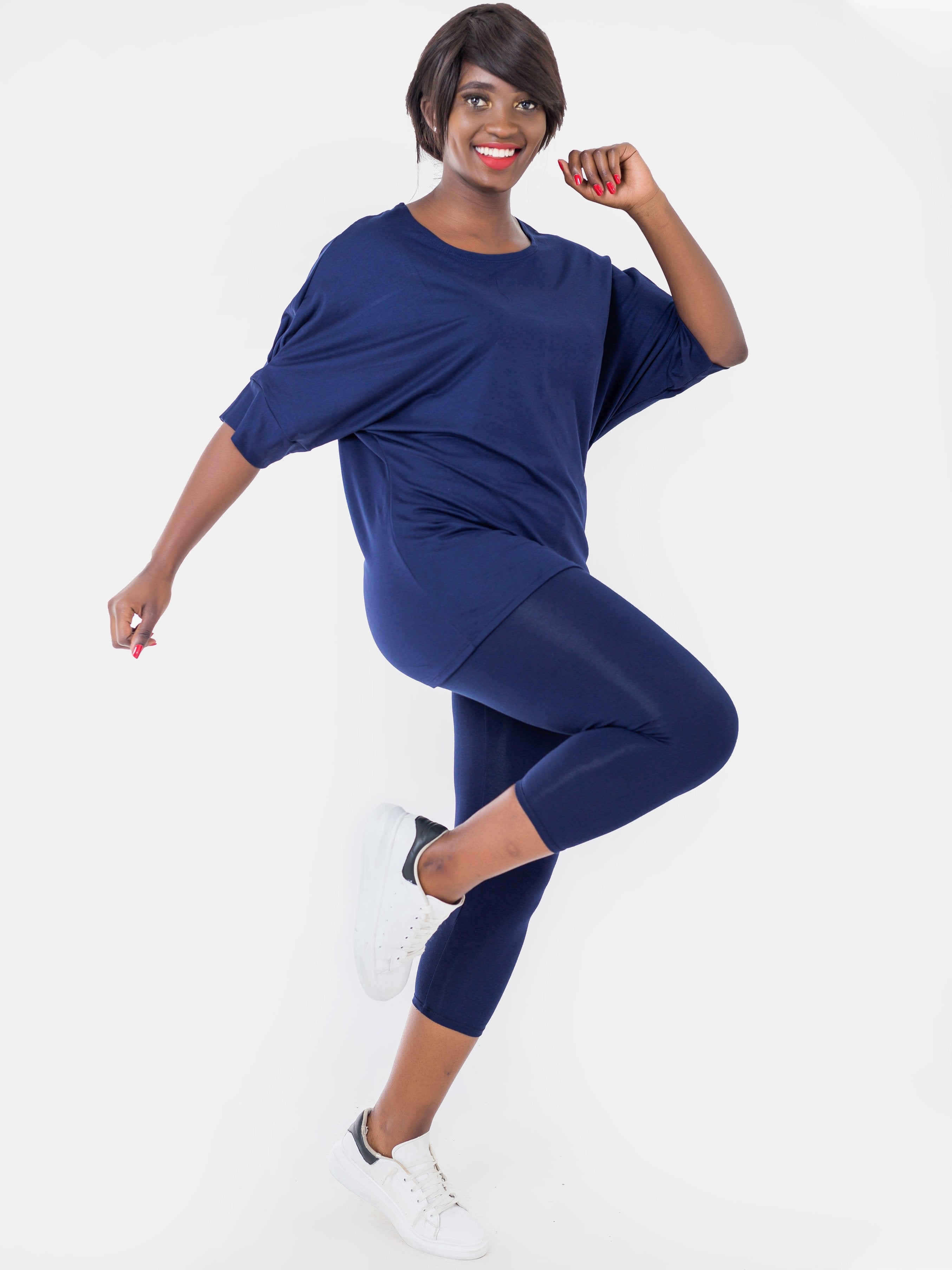 Zoya Capri Leggings - Navy Blue - Shop Zetu