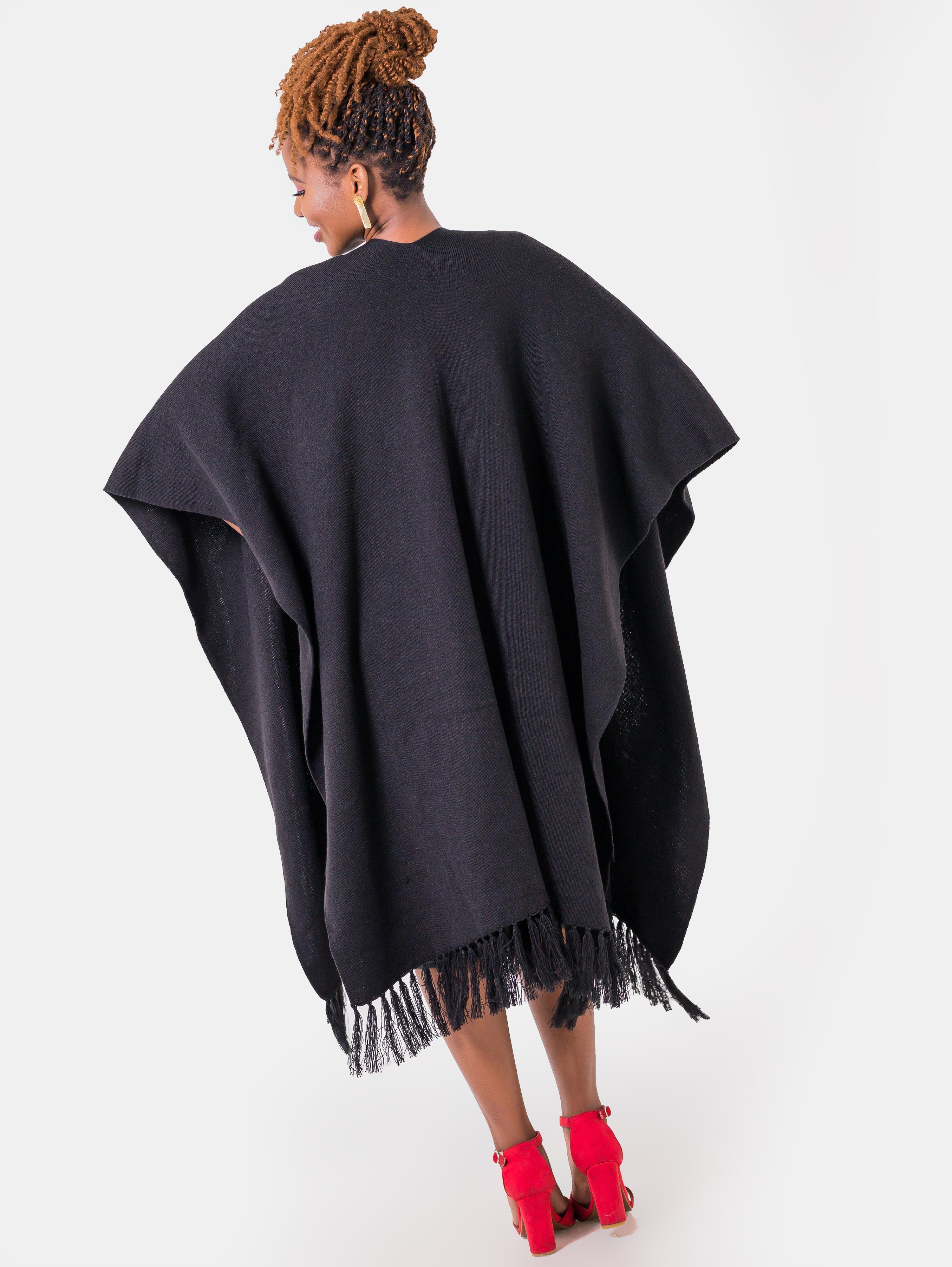 Vivo Basic Double Layered Wrap Poncho - Black