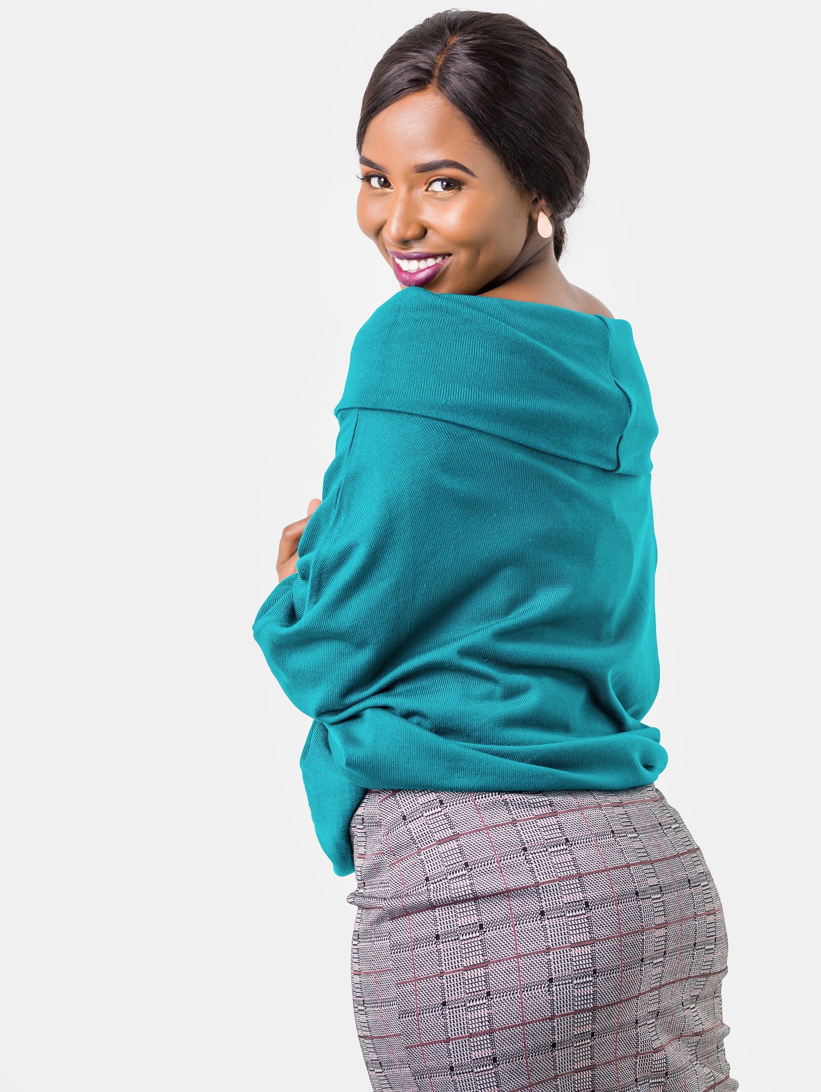 Vivo Basic Short Dolman Sweater - Teal