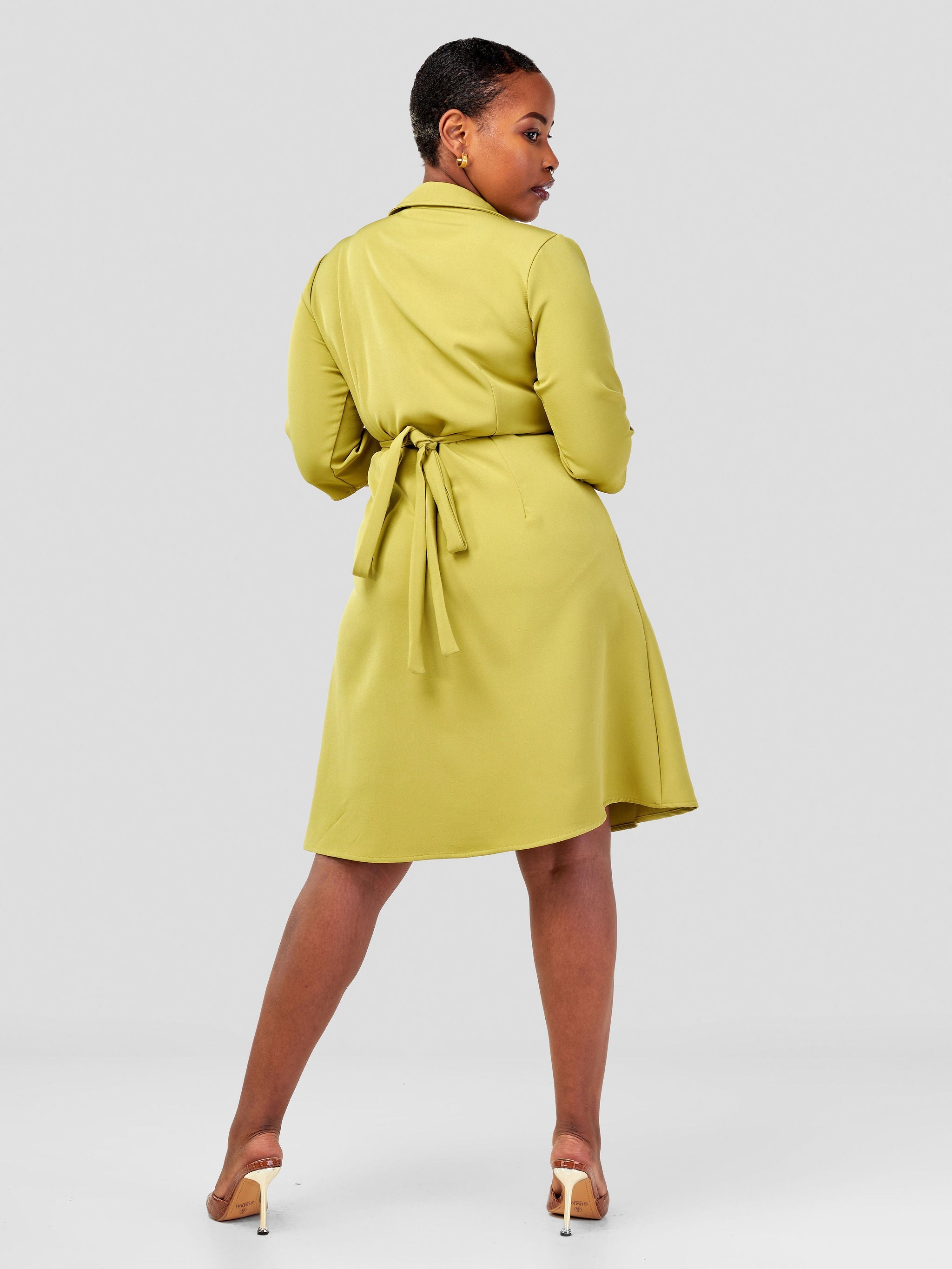 Vivo Taji 3/4 Sleeve Wrap Dress - Olive Green