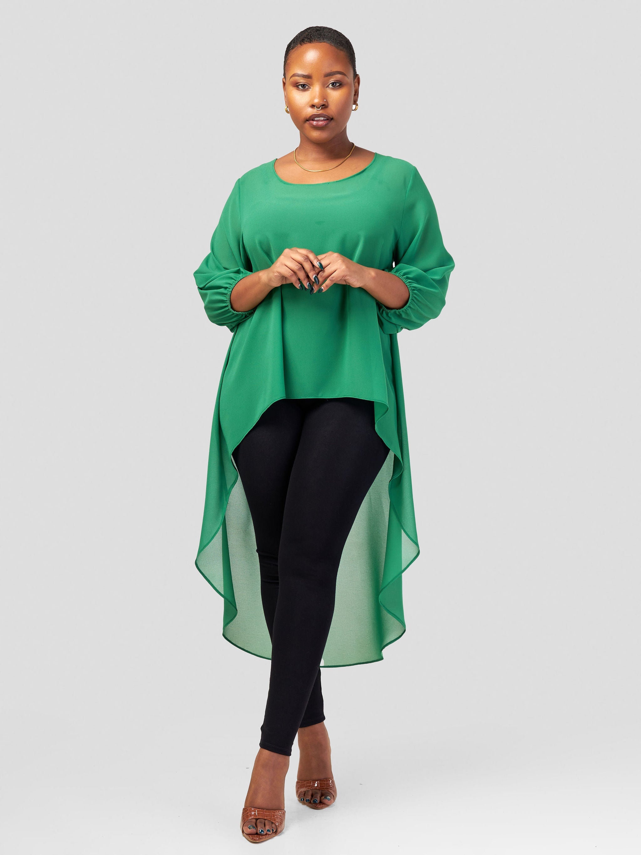 Vivo Basic Nalia High-low Chiffon Top - Green