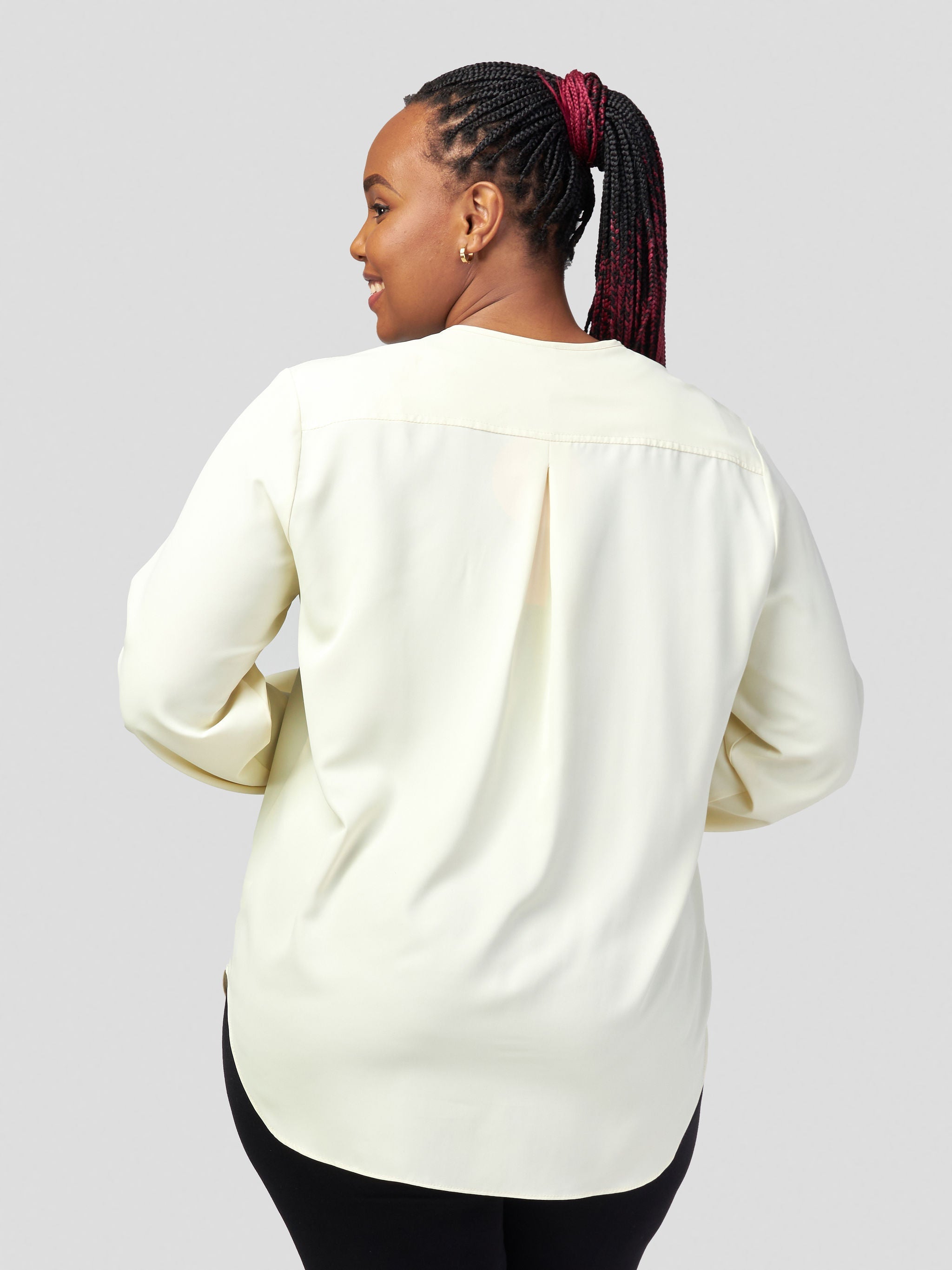 Vivo Dua Long Bishop Sleeve Top - Cream