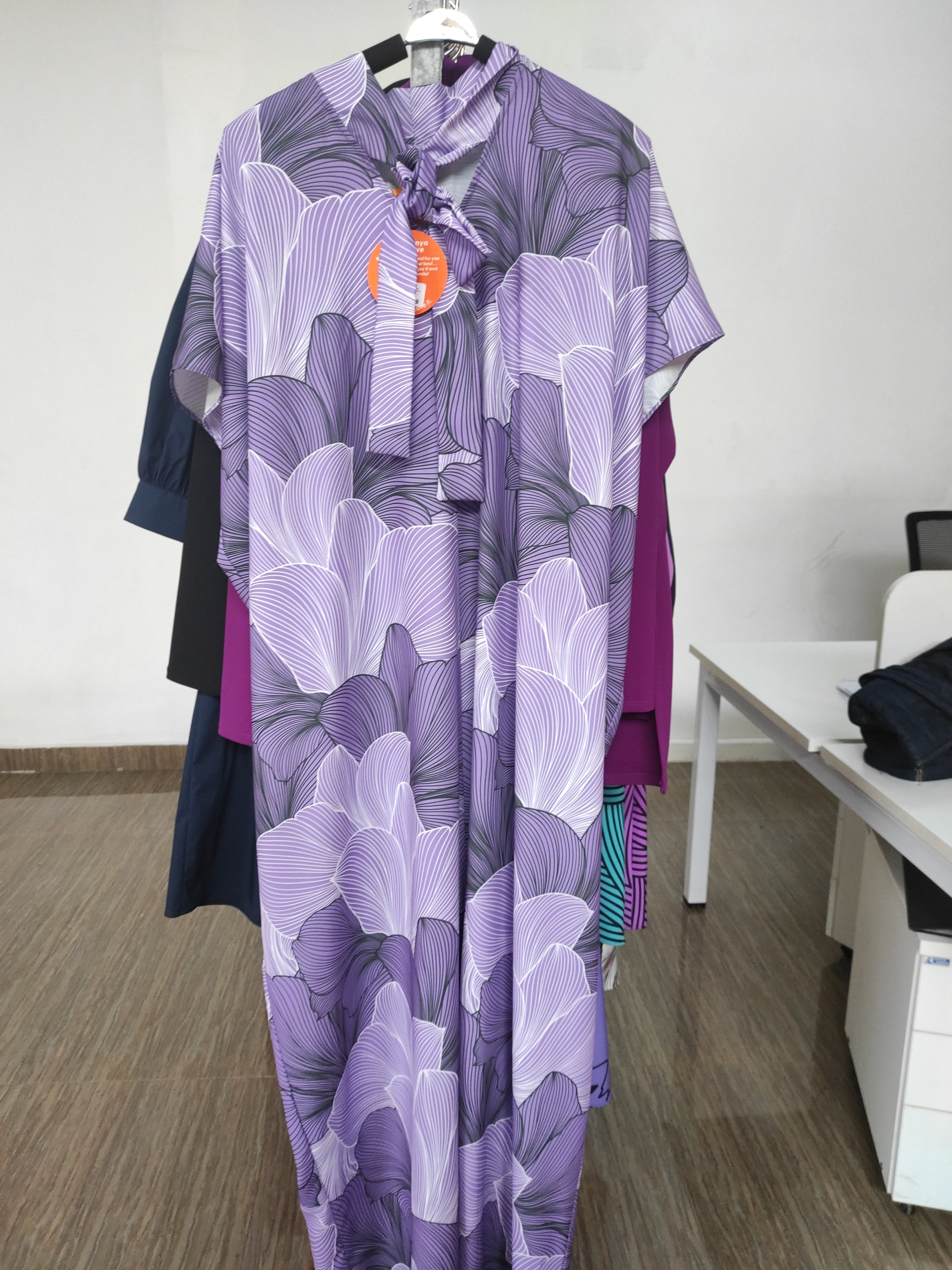 Vivo Asika Bow Kaftan - Purple / Black Floral Print