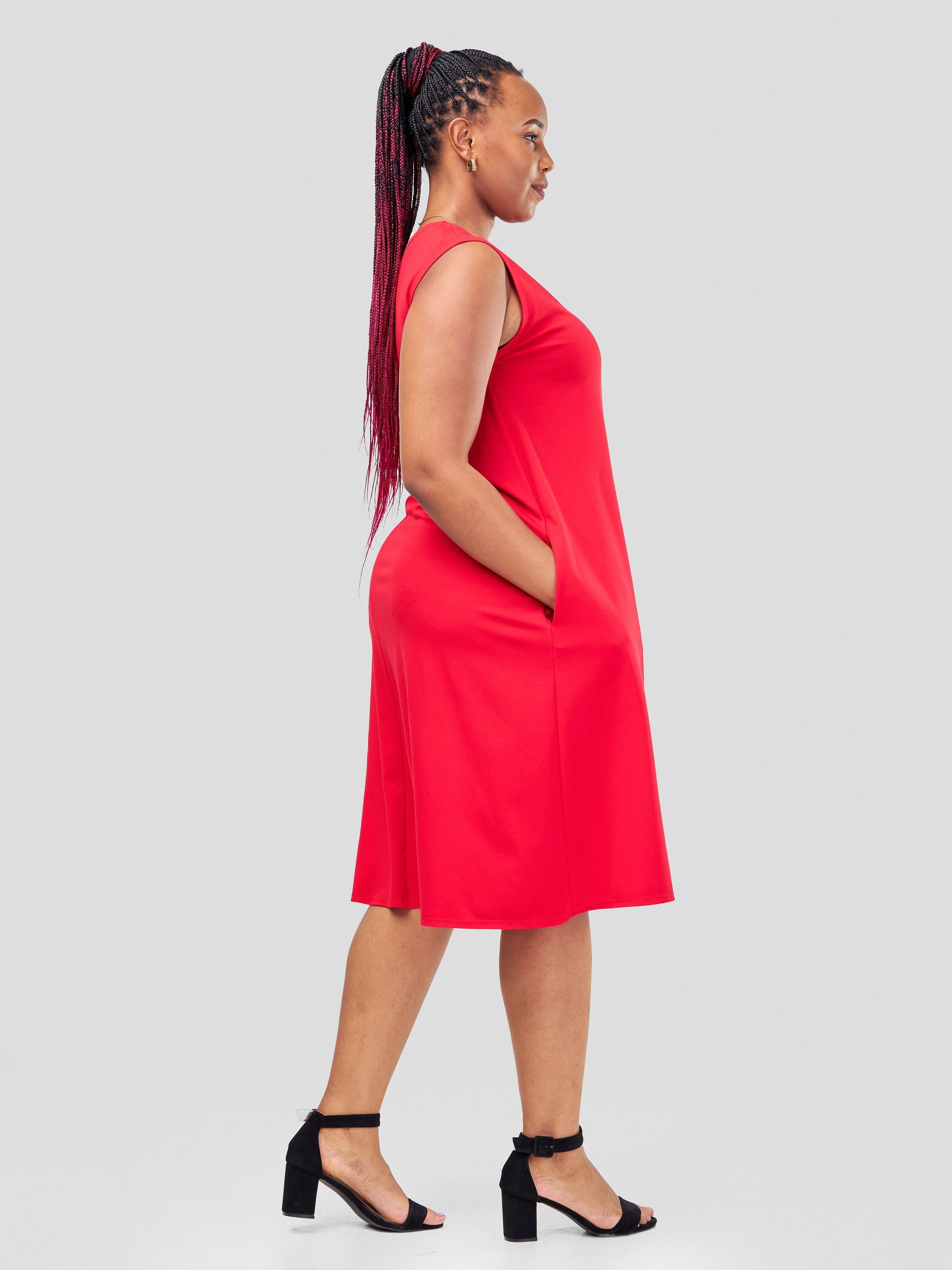 Vivo Basic Sleeveless Kena Tent Dress - Red