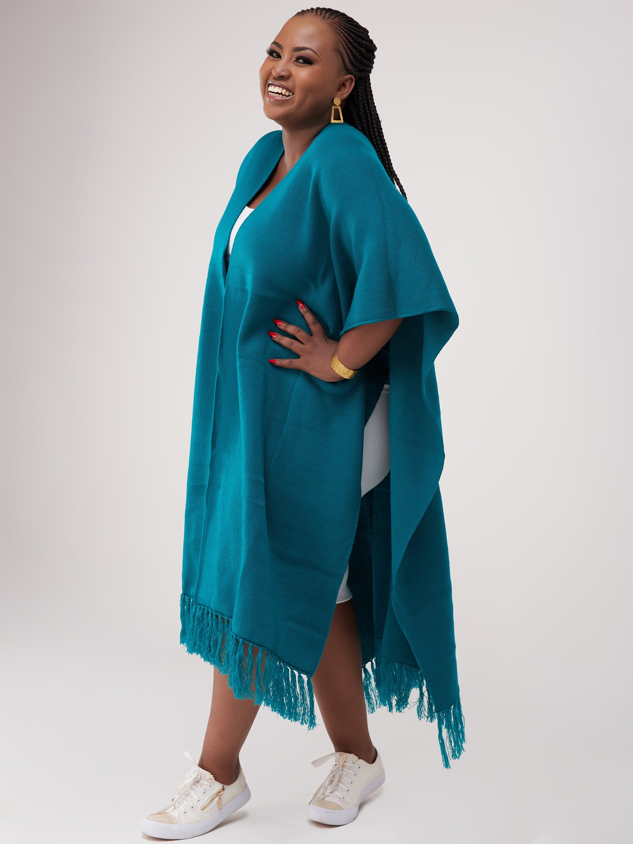 Vivo Basic Double Layered Wrap Poncho - Teal