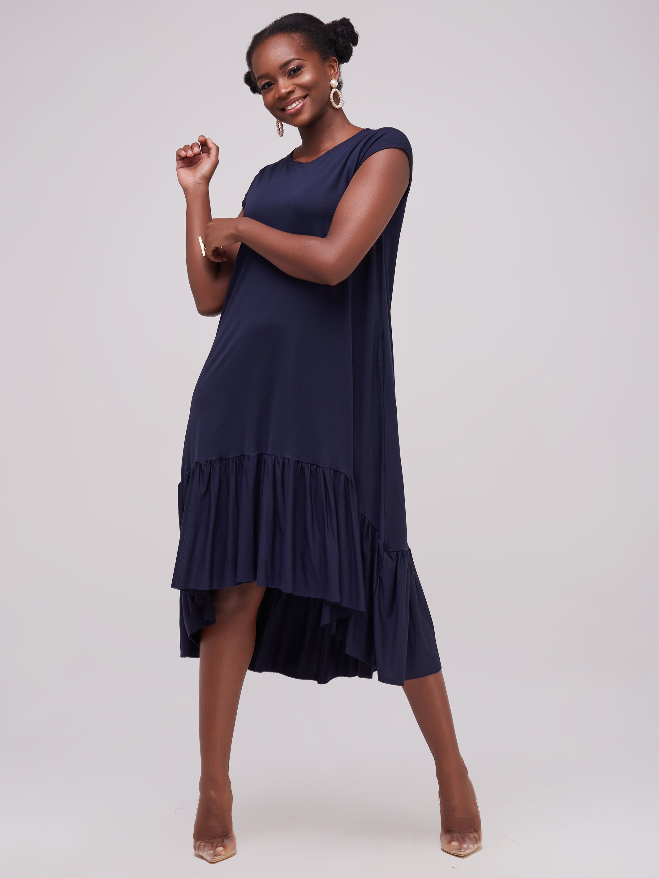 Vivo Lindi High Low Dress - Navy Blue