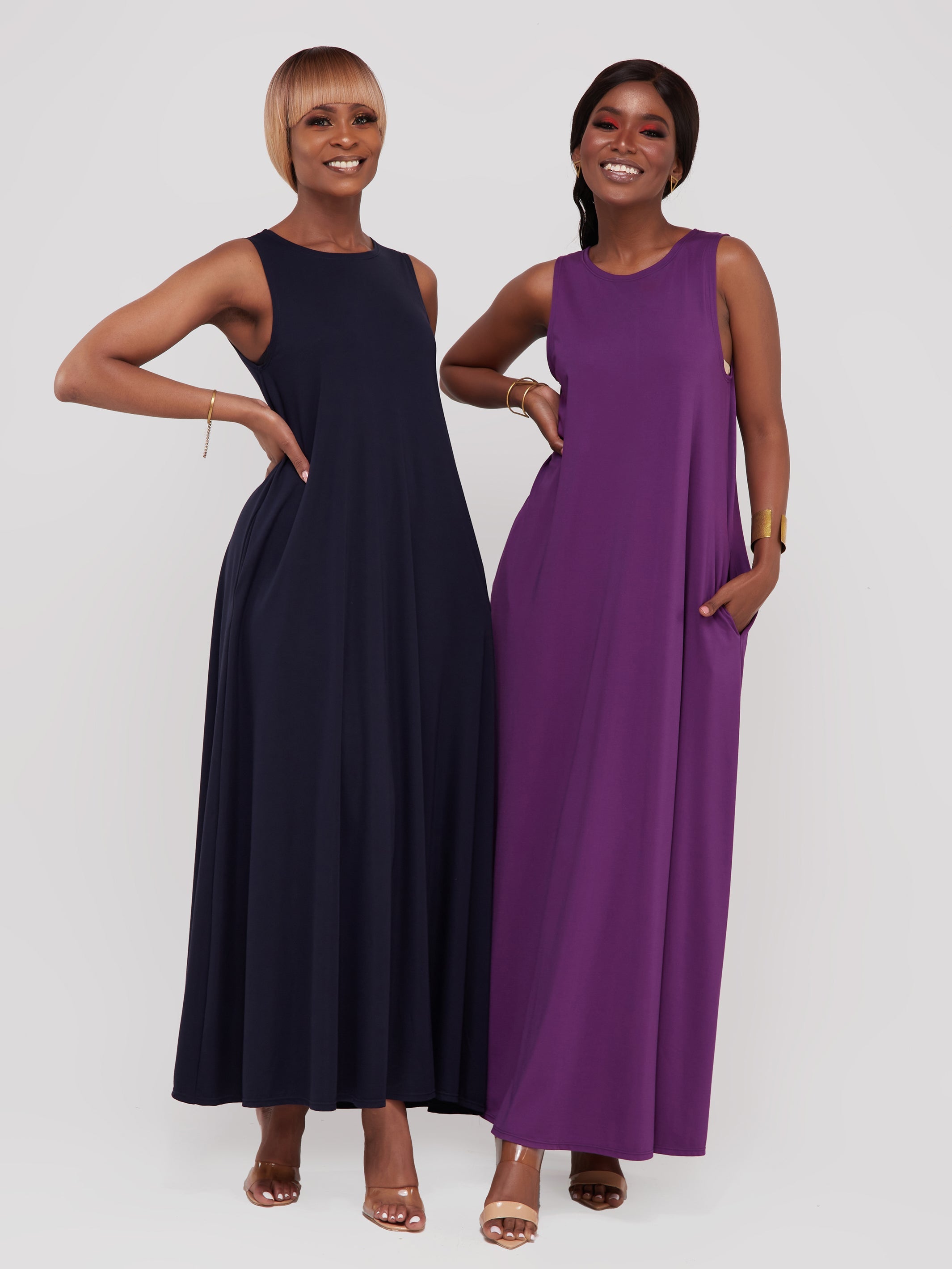 Vivo Basic Sleeveless Kena Tent Maxi Dress - Purple