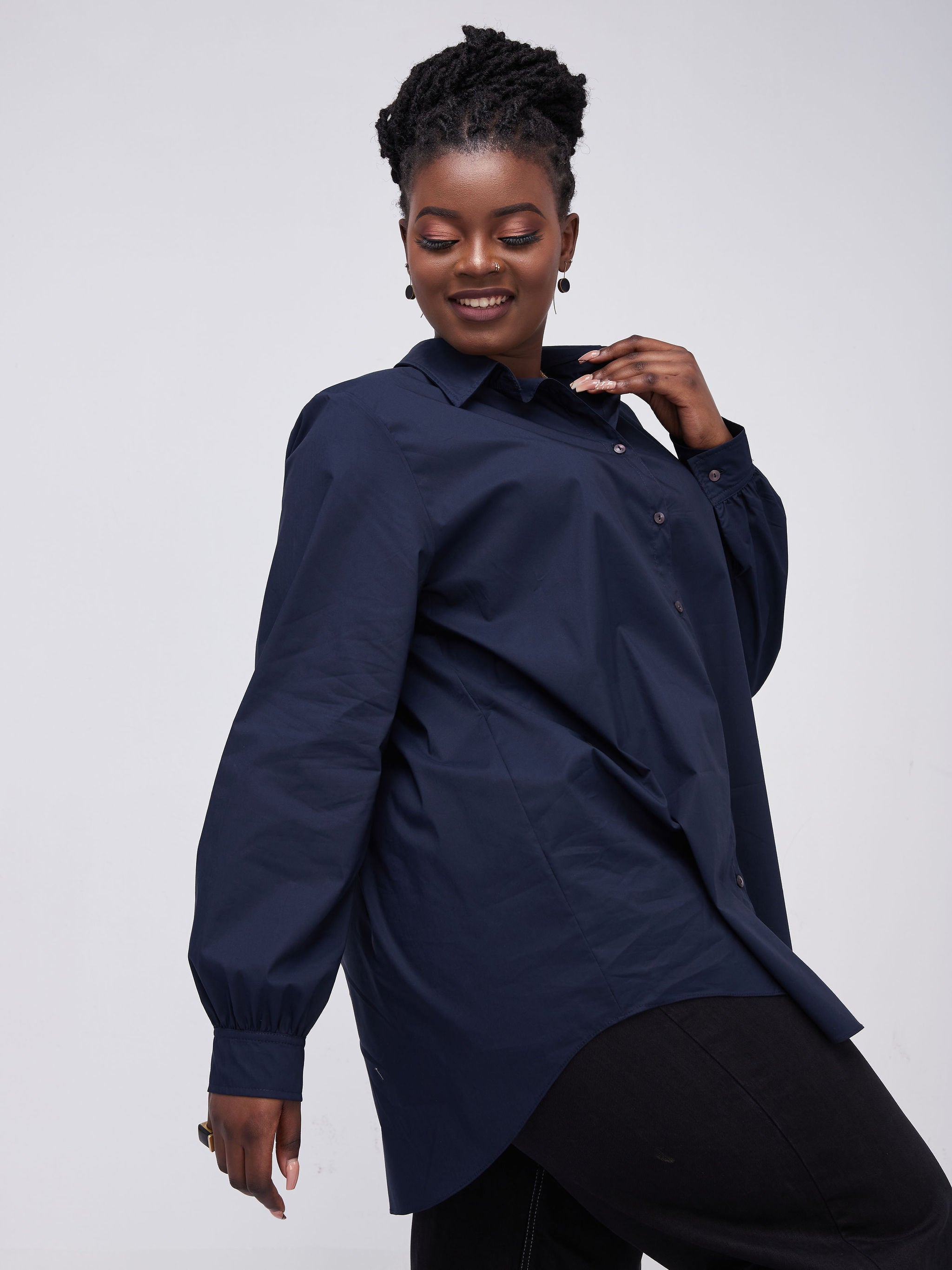 Safari Kaya Long Sleeve Collar Shirt  - Navy