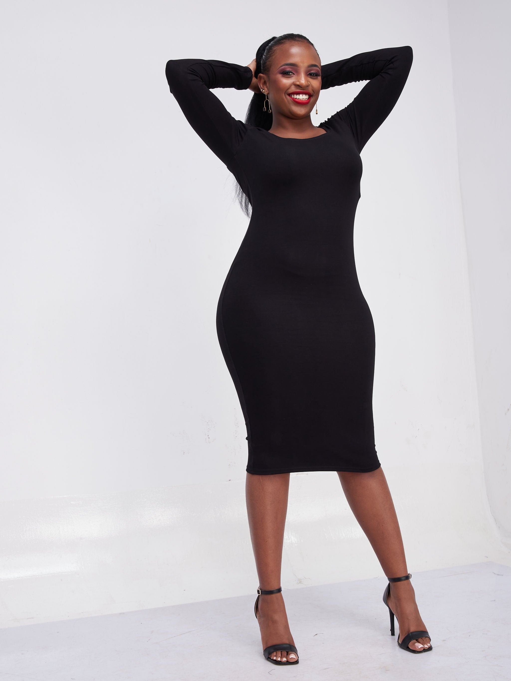 Vivo Long Sleeve Leila Bodycon Dress - Black