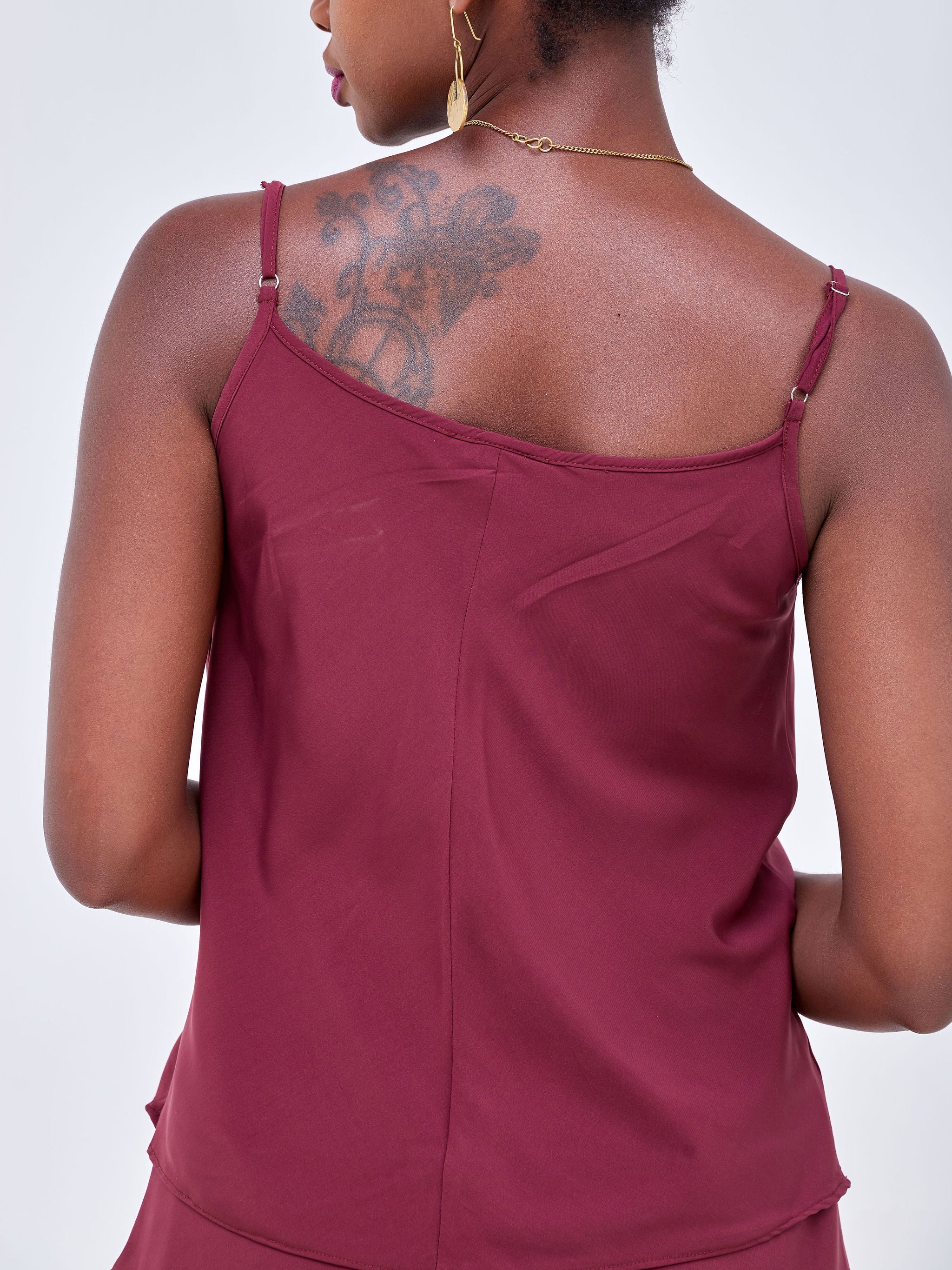 Vivo Luna Layered Cowl Top - Burgundy