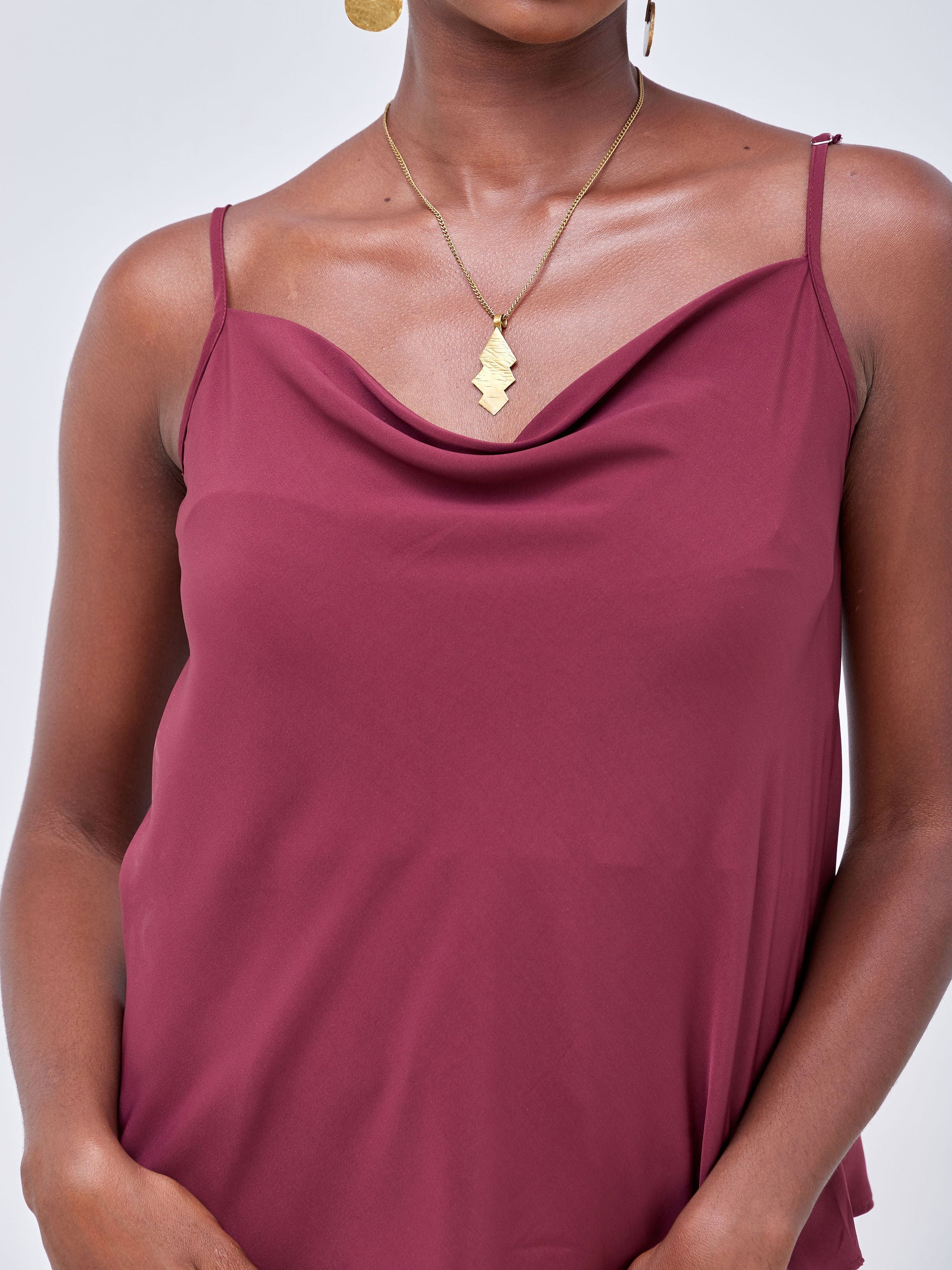 Vivo Luna Layered Cowl Top - Burgundy