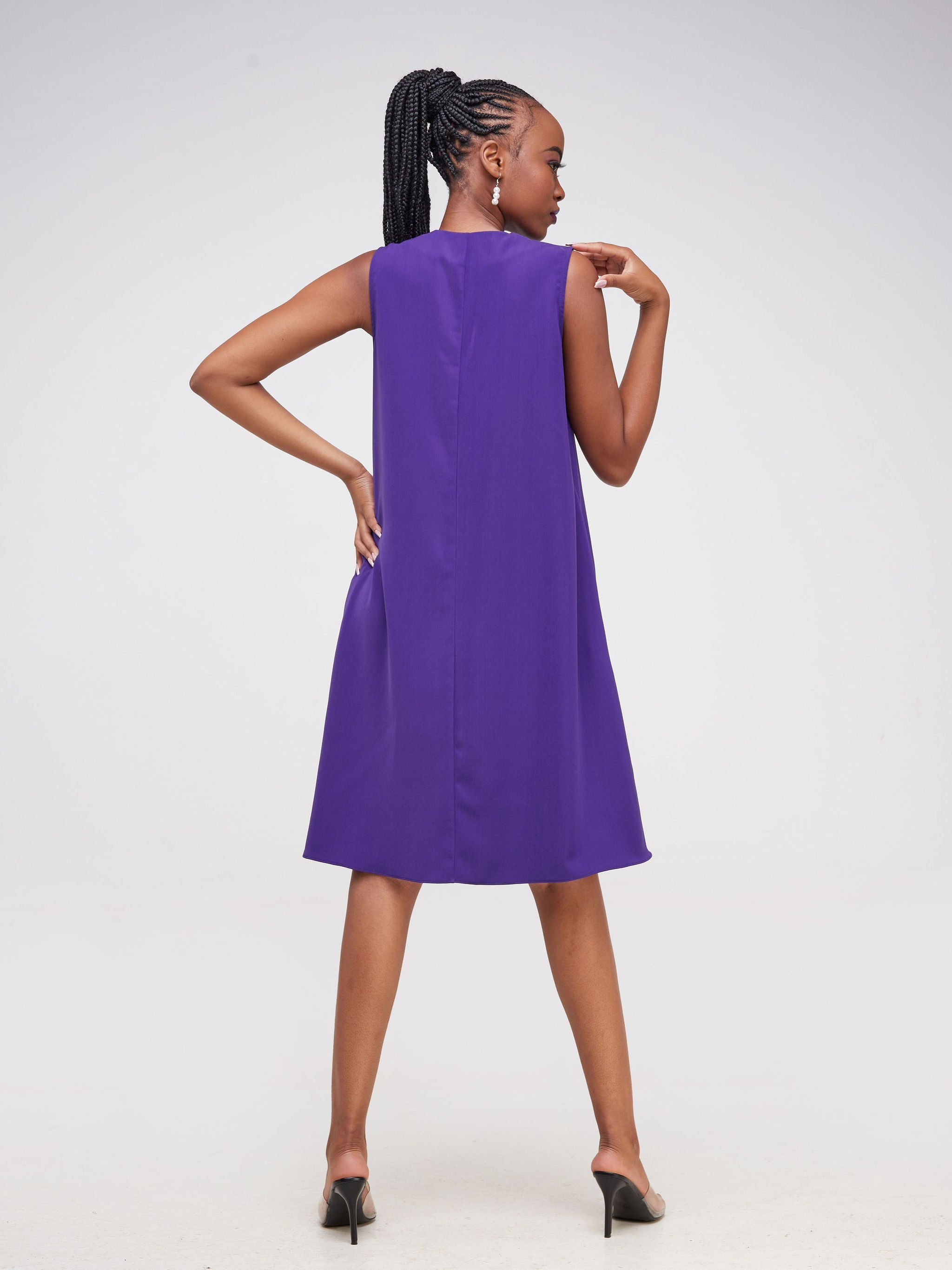 Vivo Imali Sleeveless V-Neck Tie Tent Dress - Dark Purple