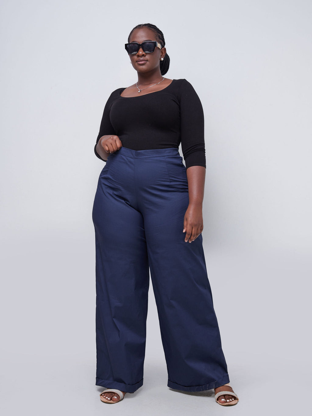 Safari Mali Turn Up Hem Pants - Navy Blue